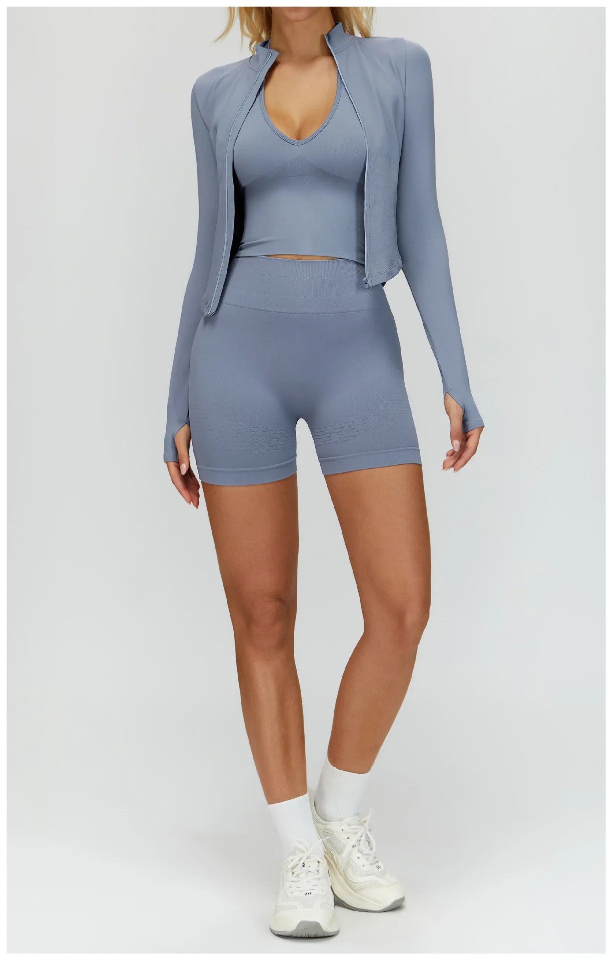 Seamless Yoga Set 3PCS Women Sportswear Workout Clothes Athletic Wear Gym Legging Fitness Bra Crop Top Long Sleeve Sports Suits