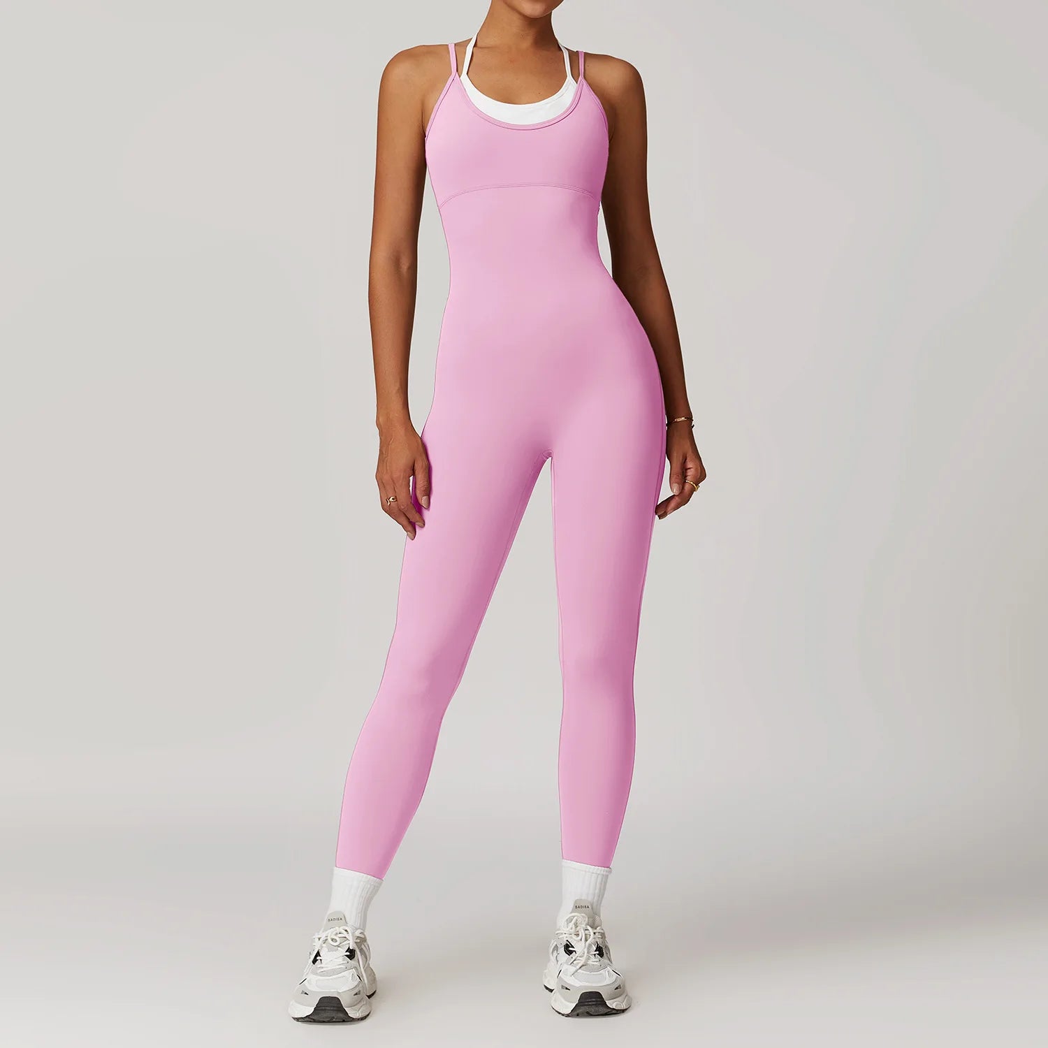 Color Blocked Jumpsuit Gym Set Women Yoga Suit Back Cross Sportswear Women Sports Jumpsuit Fitness Rompers Workout Bodysuits