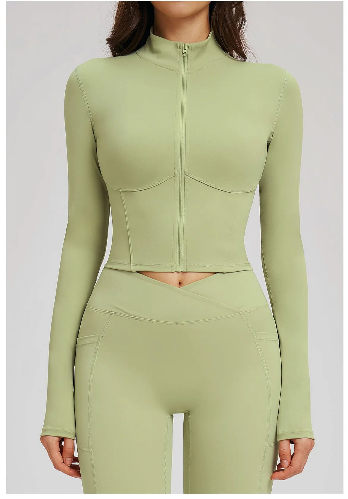 Yoga Long Sleeve Zipper Jacket Women Crop Tops T-shirts Solid Sports Top Running Shirts Sexy Quick Dry Fitness Gym Sport Wear