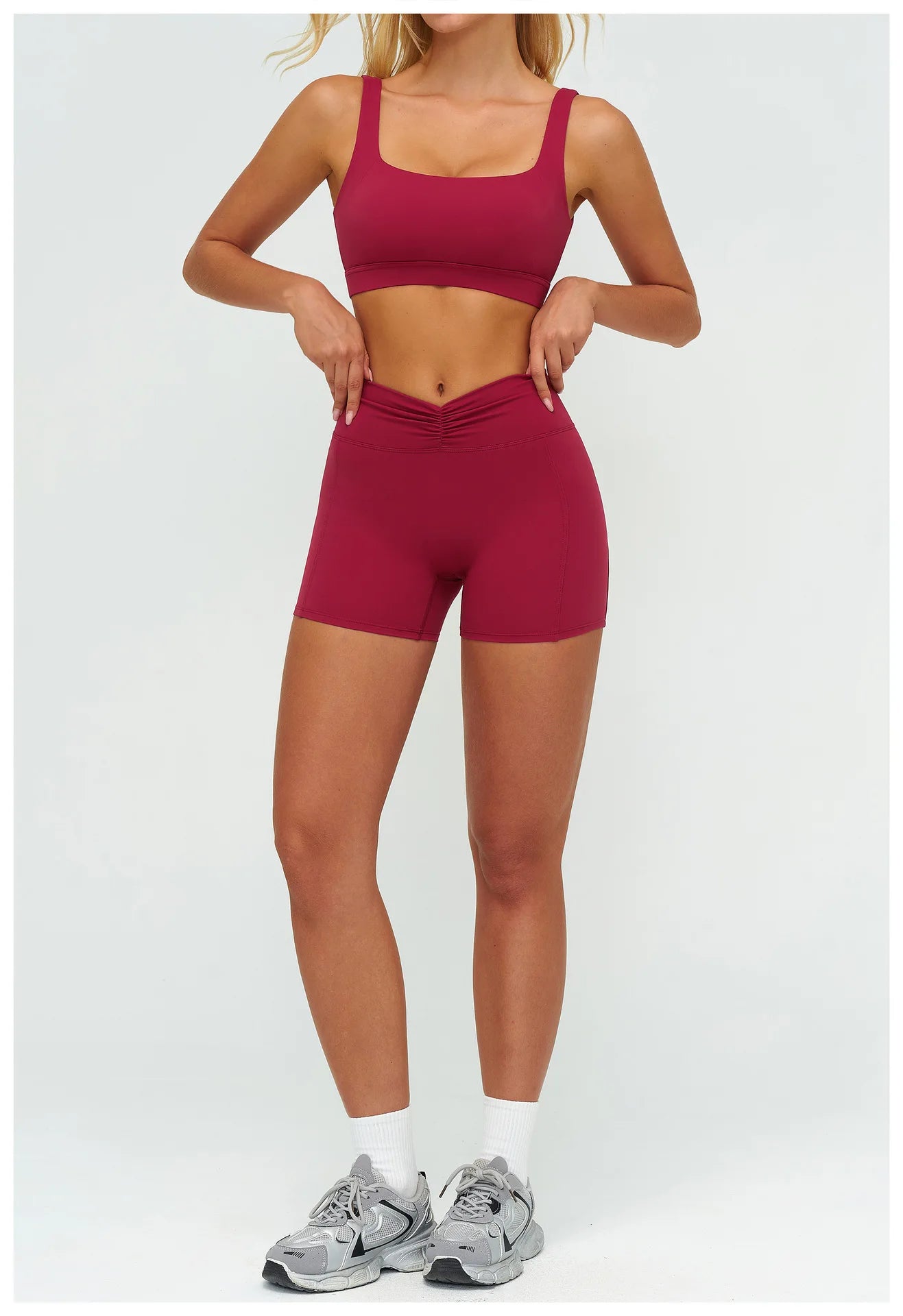 2PCS Yoga Set Women's Tracksuit Fitness Suit Sportswear Workout Sports Bra High Waist Leggings Gym Clothing Sports Shorts Suit