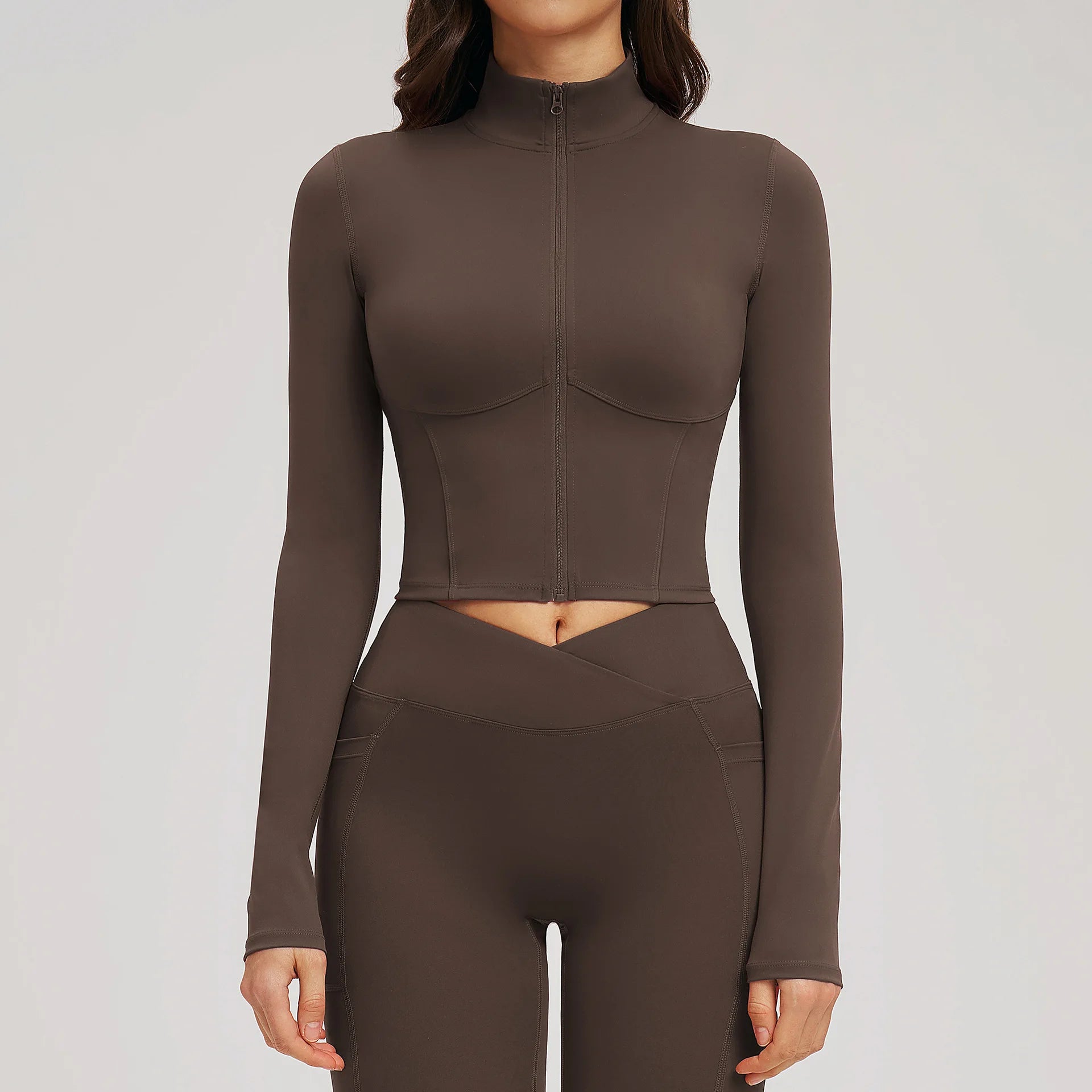 Yoga Long Sleeve Zipper Jacket Women Crop Tops T-shirts Solid Sports Top Running Shirts Sexy Quick Dry Fitness Gym Sport Wear