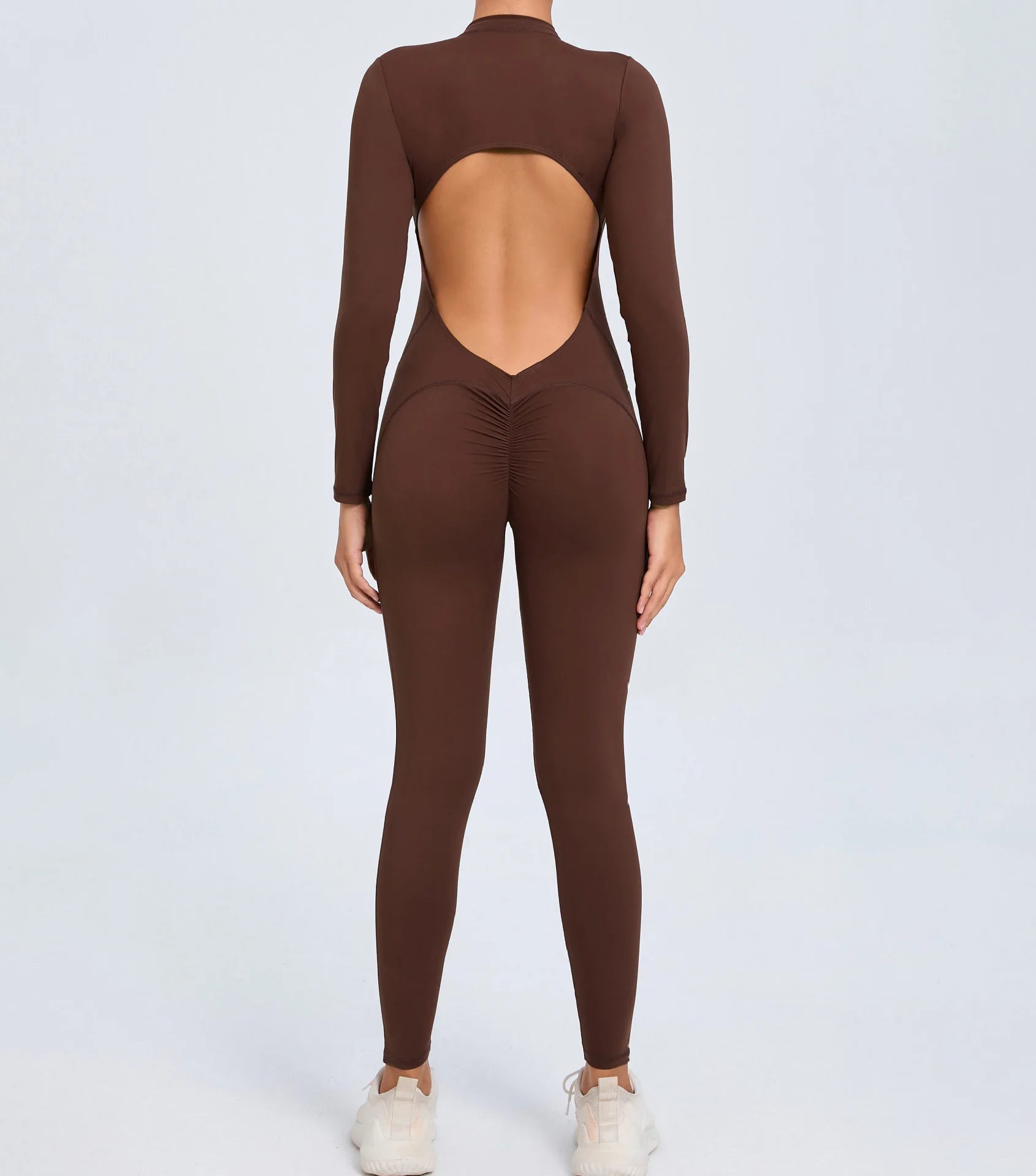 Backless Rompers Yoga Long Sleeved Women's Sportswear Gym Zipper Jumpsuits Workout Bodysuit Fitness One-piece Skin-tight Garment
