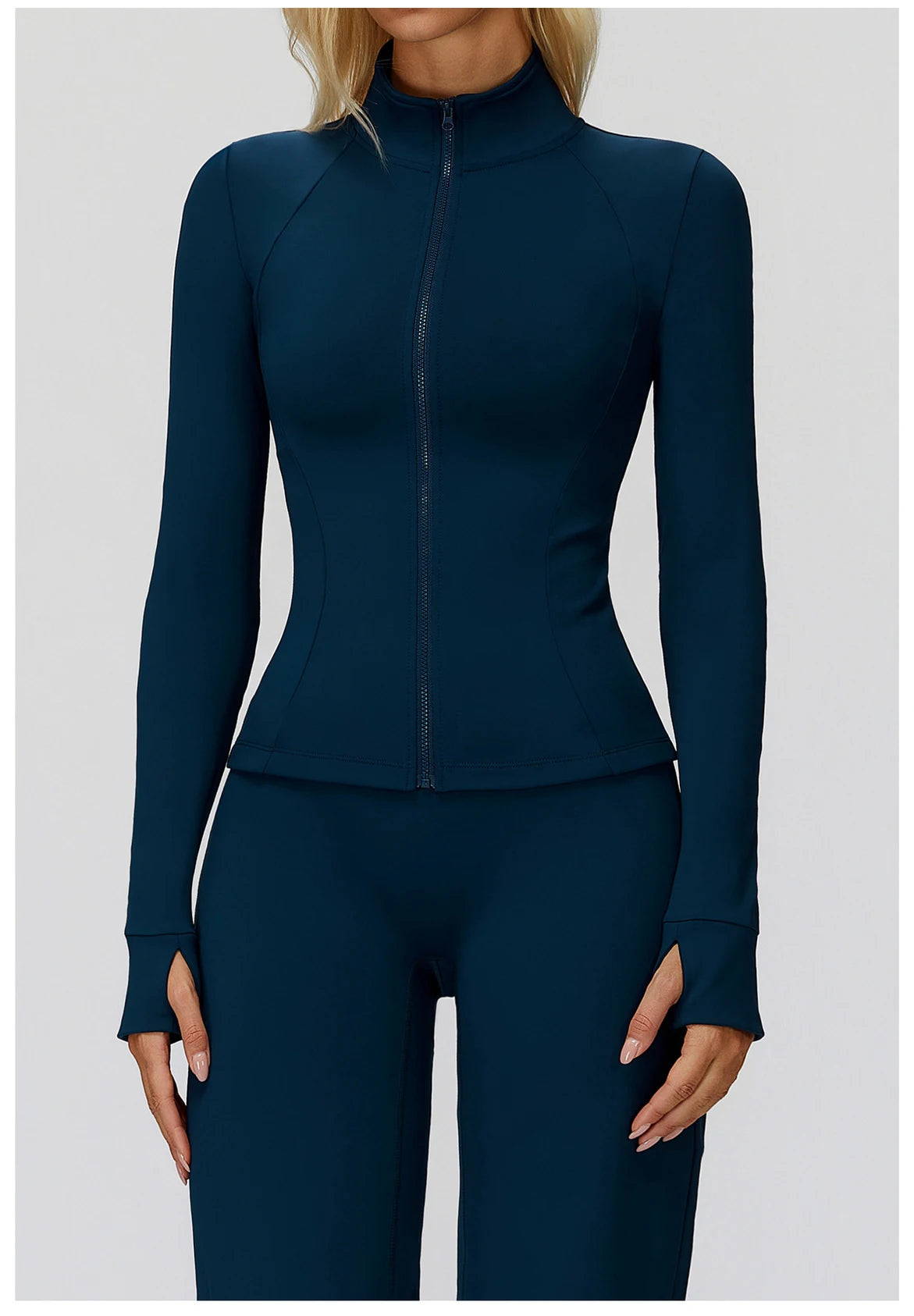 Zipper Long Sleeve Women Crop Tops Jacket Yoga T-shirts Solid Sports Top Running Shirts Sexy Quick Dry Fitness Gym Sport Wear