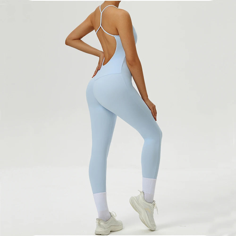 Yoga Overalls Women Tracksuit Yoga Set Jumpsuits Ribbed One Piece Fitness Rompers Sleeveless Sportswear Gym Set Workout Clothes
