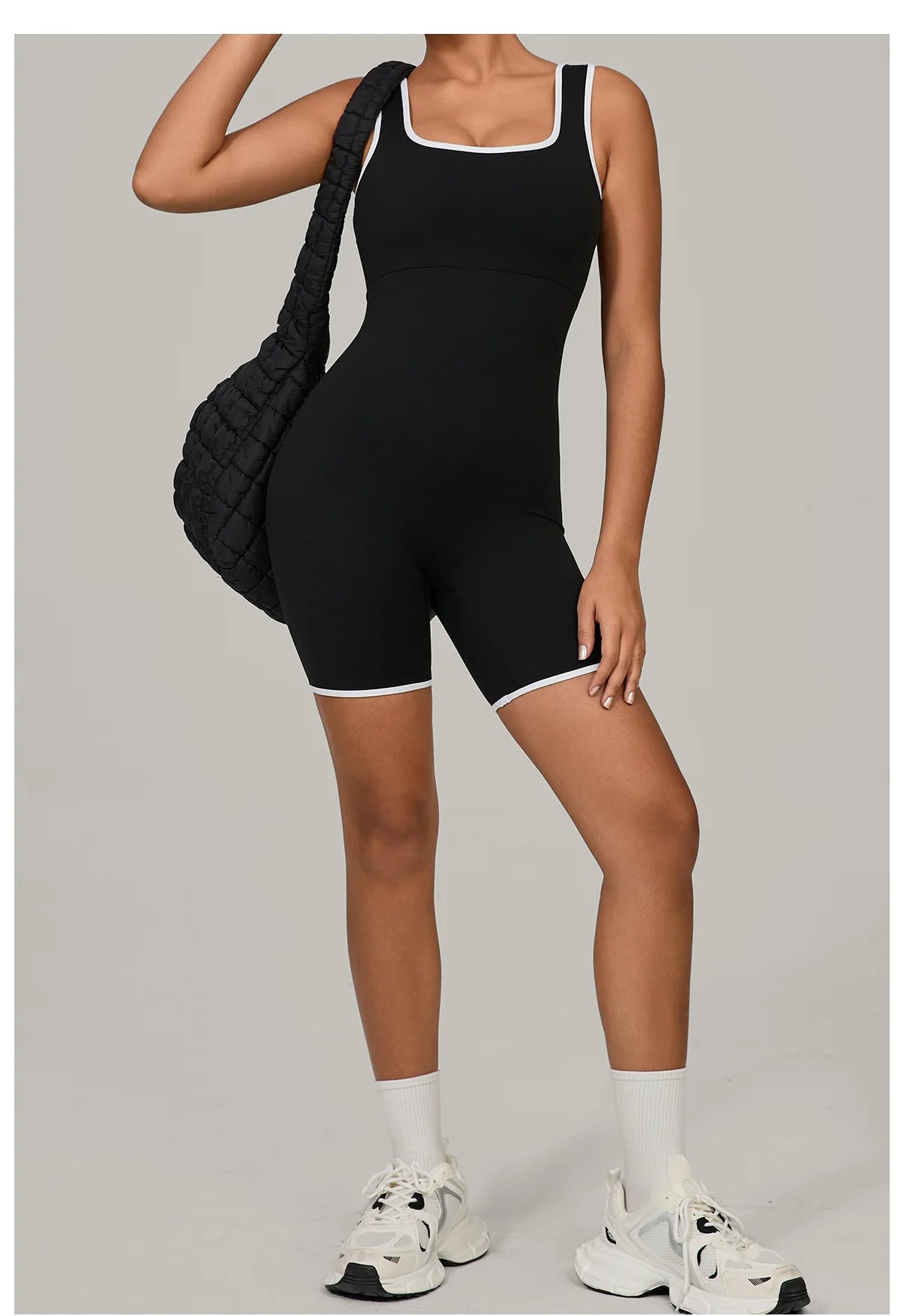 Women Color Blocked Yoga Jumpsuit Sleeveless Romper Elastic Quick Drying Fitness Workout Sportswear One-Piece Short Yoga Clothes