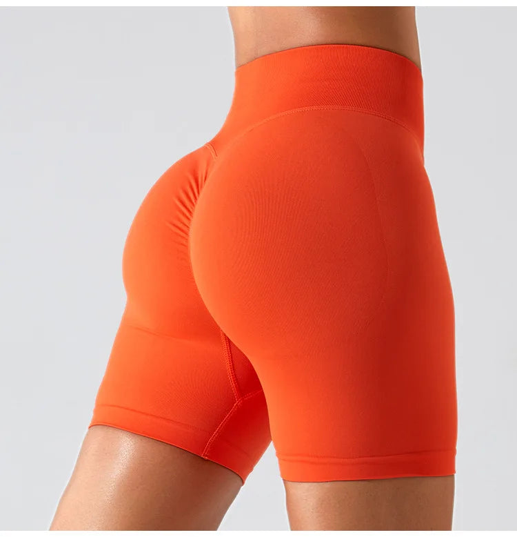 Women High Waist Yoga Shorts Summer Gym Fitness Sports Seamless Leggings Biker Shorts Workout Training Running Shorts Sportswear