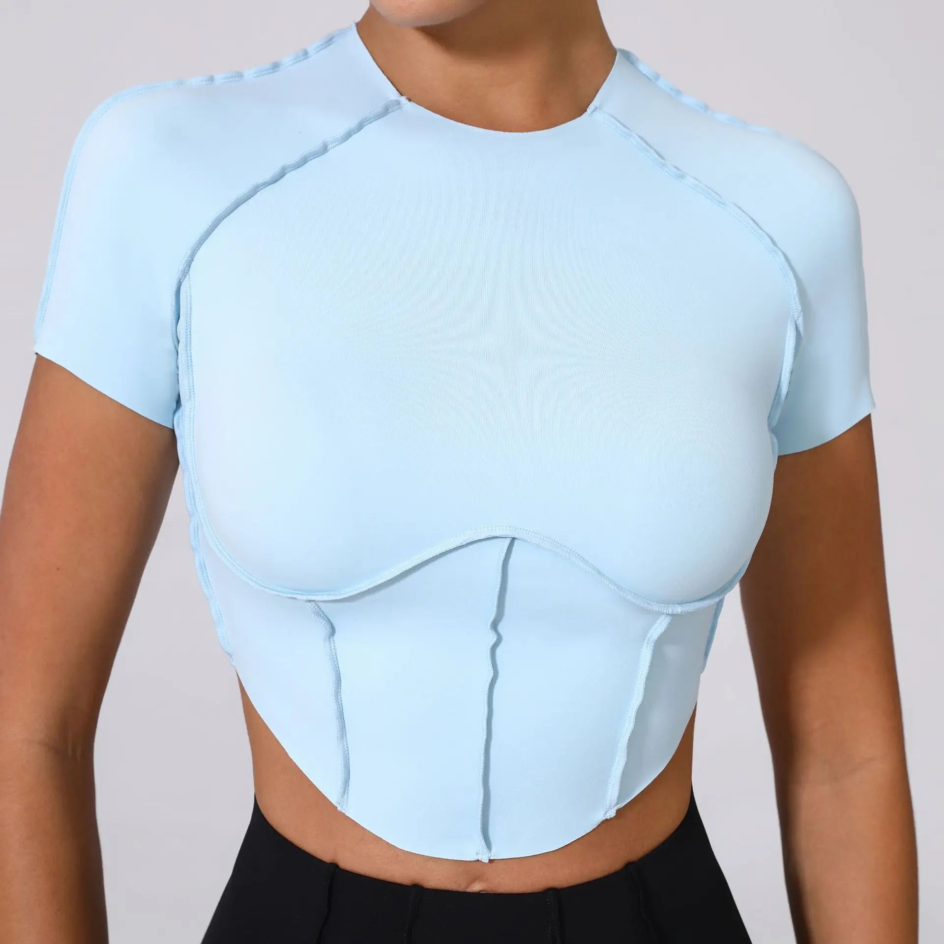 Women Yoga Top Line Sport T Shirts Fitness Clothes Short Sleeve Push Up Yoga Shirt Gym Top Running Active Wear Workout Sport Top
