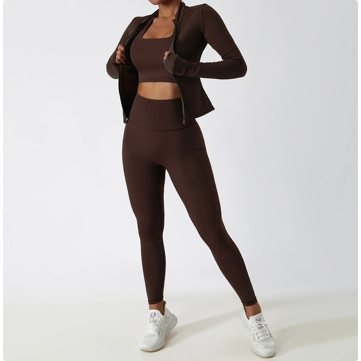 Zipper Yoga Shirts For Women Jacket Long Sleeve Fitness Running Gym Clothes Workout Dry Fit Breathable High Elastic Sports Top