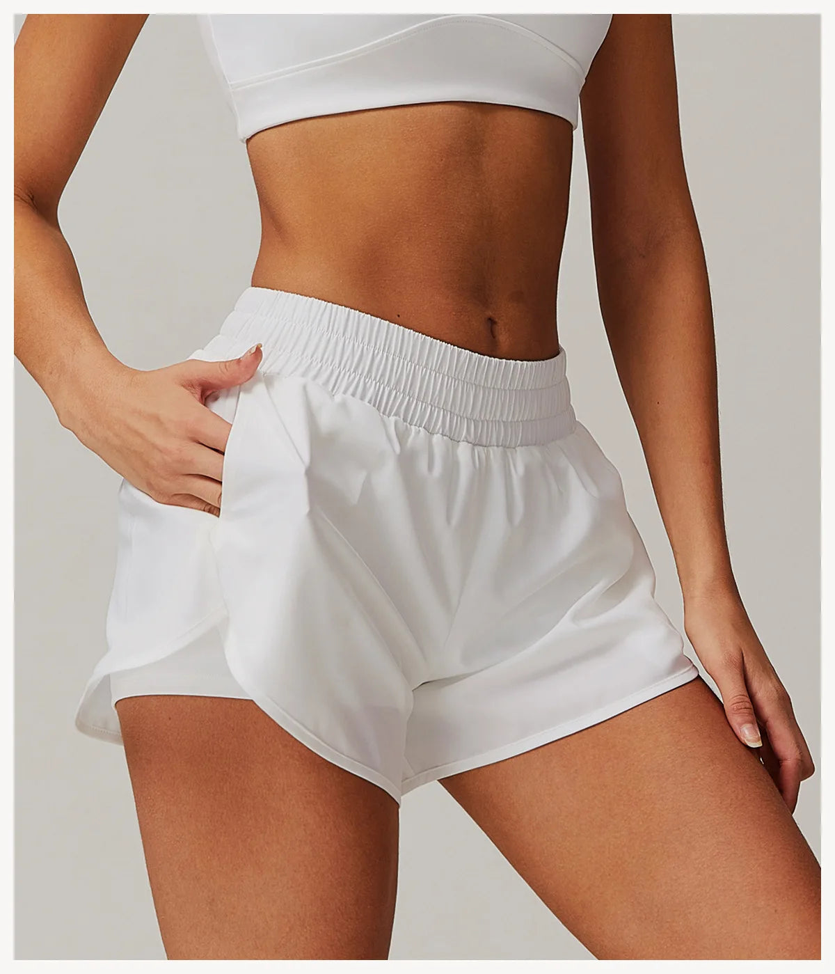 Yoga Shorts Women Fitness Shorts Running Cycling Shorts Breathable Sports High Waist Workout Gym Shorts Pocket Fake Two Pieces