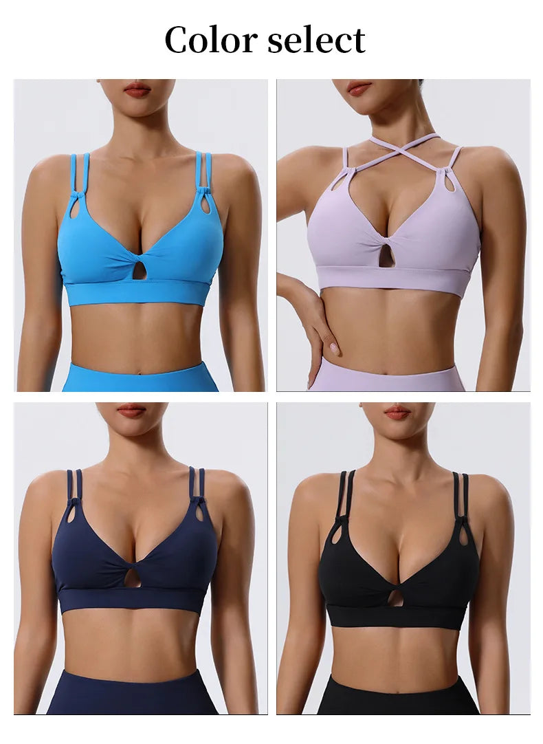High Support Sports Bra Sexy Criss Cross Straps Back High Support Impact Yoga Underwear Running Fitness Gym Padded Bralette