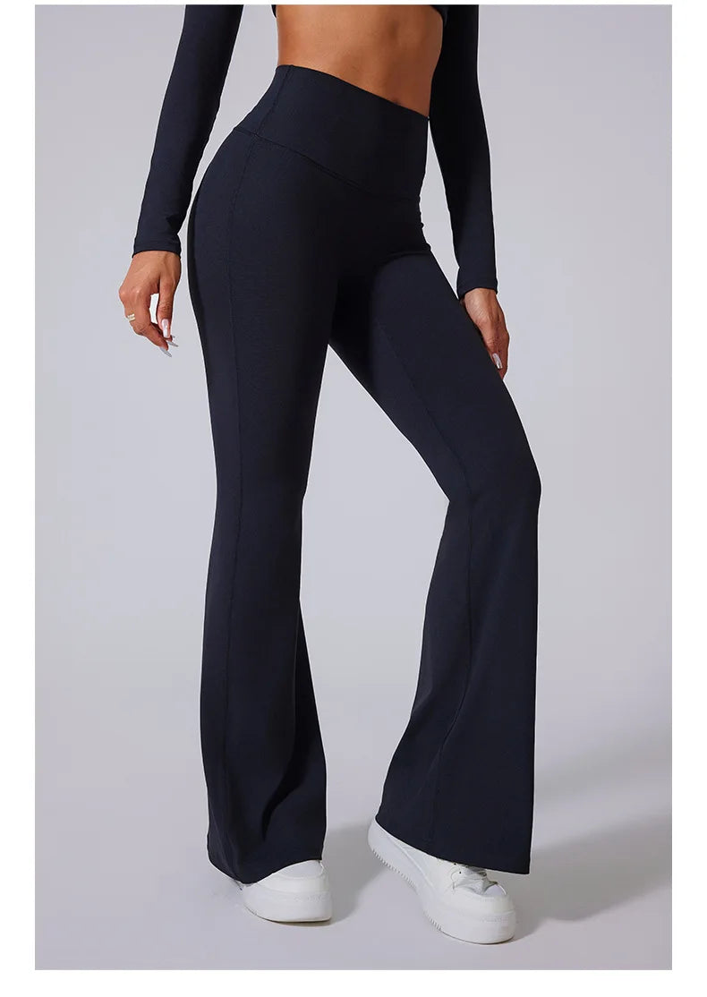 Women's High Waist Flared Leggings Gym Fitness Yoga Pants Workout Runing Sport Leggings Control Tummy Yoga Wide Leg Pants