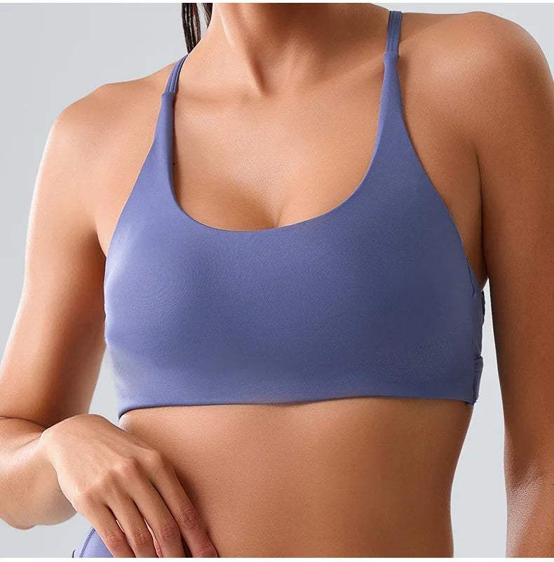 Women Impact Sports Bra Halter Top High Support Push Up Clothes Running Tops Open Back Gym Wear Fitness Yoga Workout Underwear