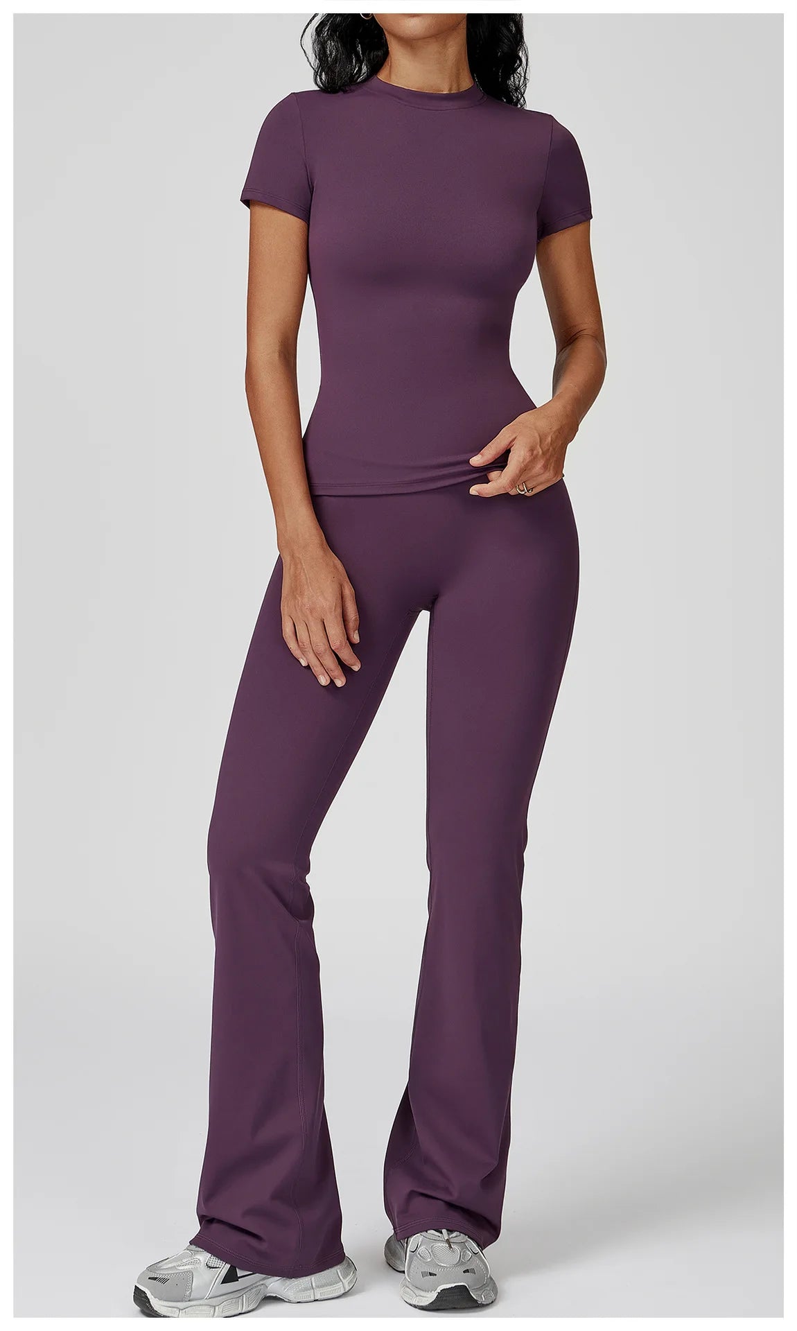 2PCS Yoga Set Sports Suit For Women Fitness Short Sleeve Tracksuits Sports Bra High Waist Leggings Gym Sports Clothes Sportswear