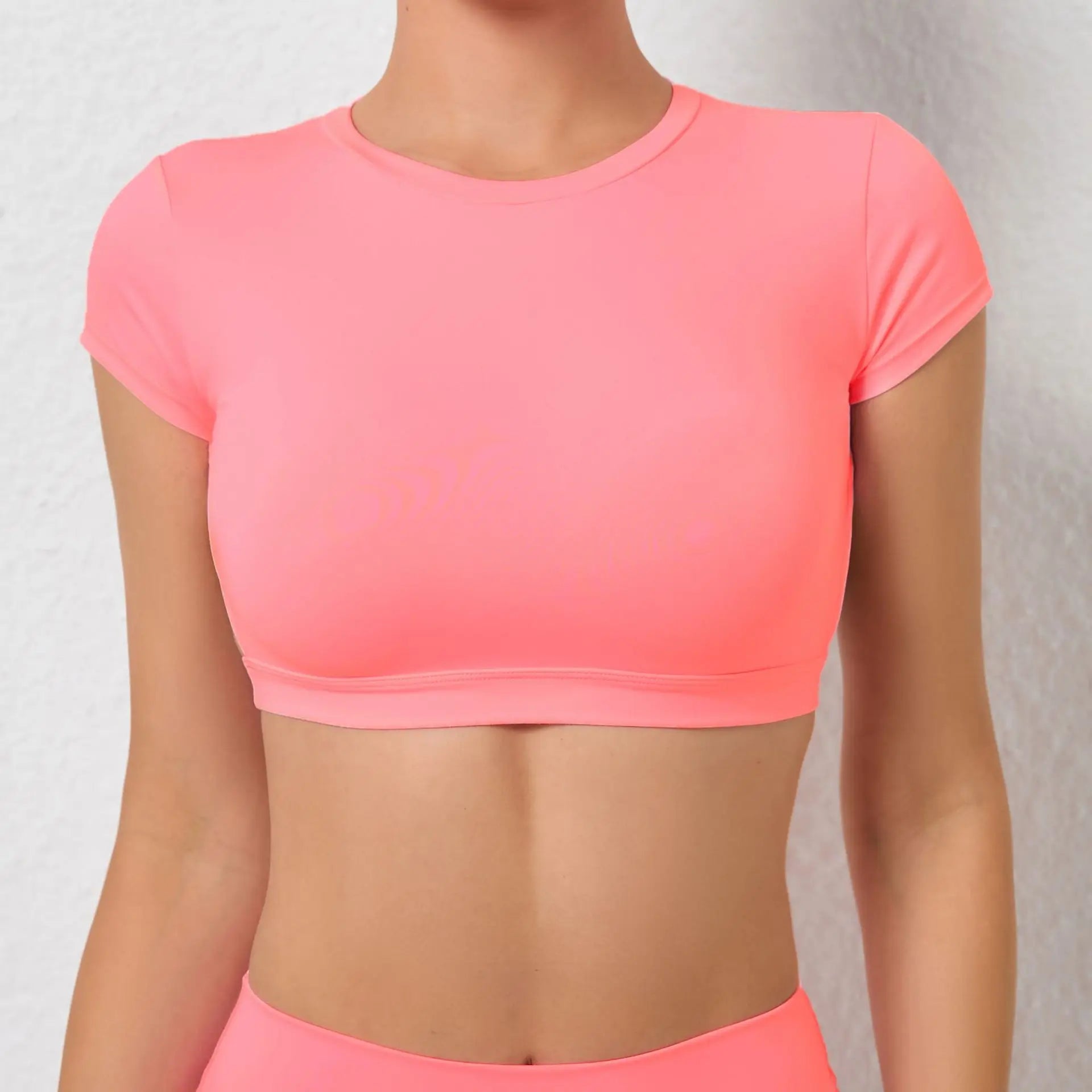Women Short Sleeve Hollow Crop Top Yoga Short Sleeve Fitness Workout Tops Push Up Gym Shirt Sportswear Running T-shirts