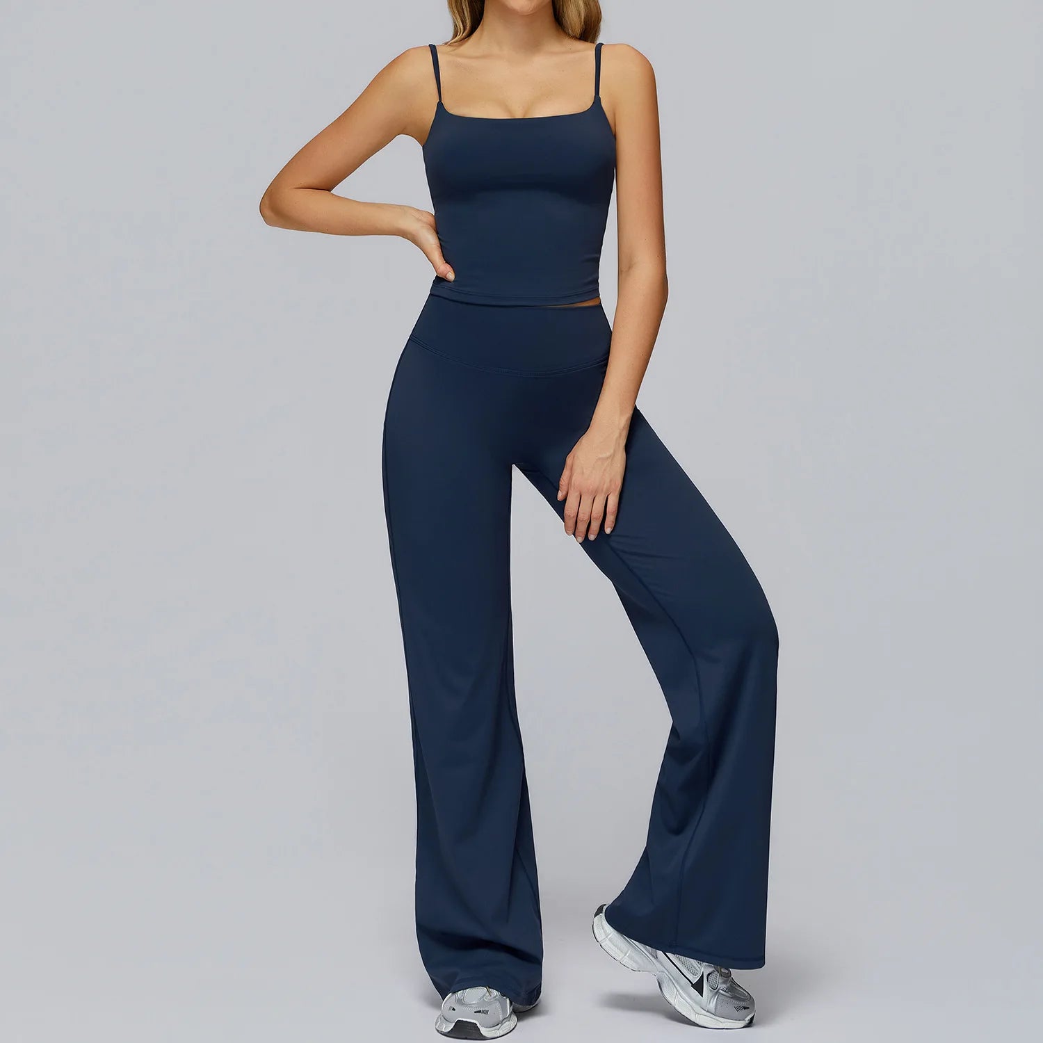 Yoga Set 2PCS Women Sportswear Workout Clothes Seamless Athletic Wear Gym Legging Fitness Bra Crop Top Long Sleeve Sports Suits