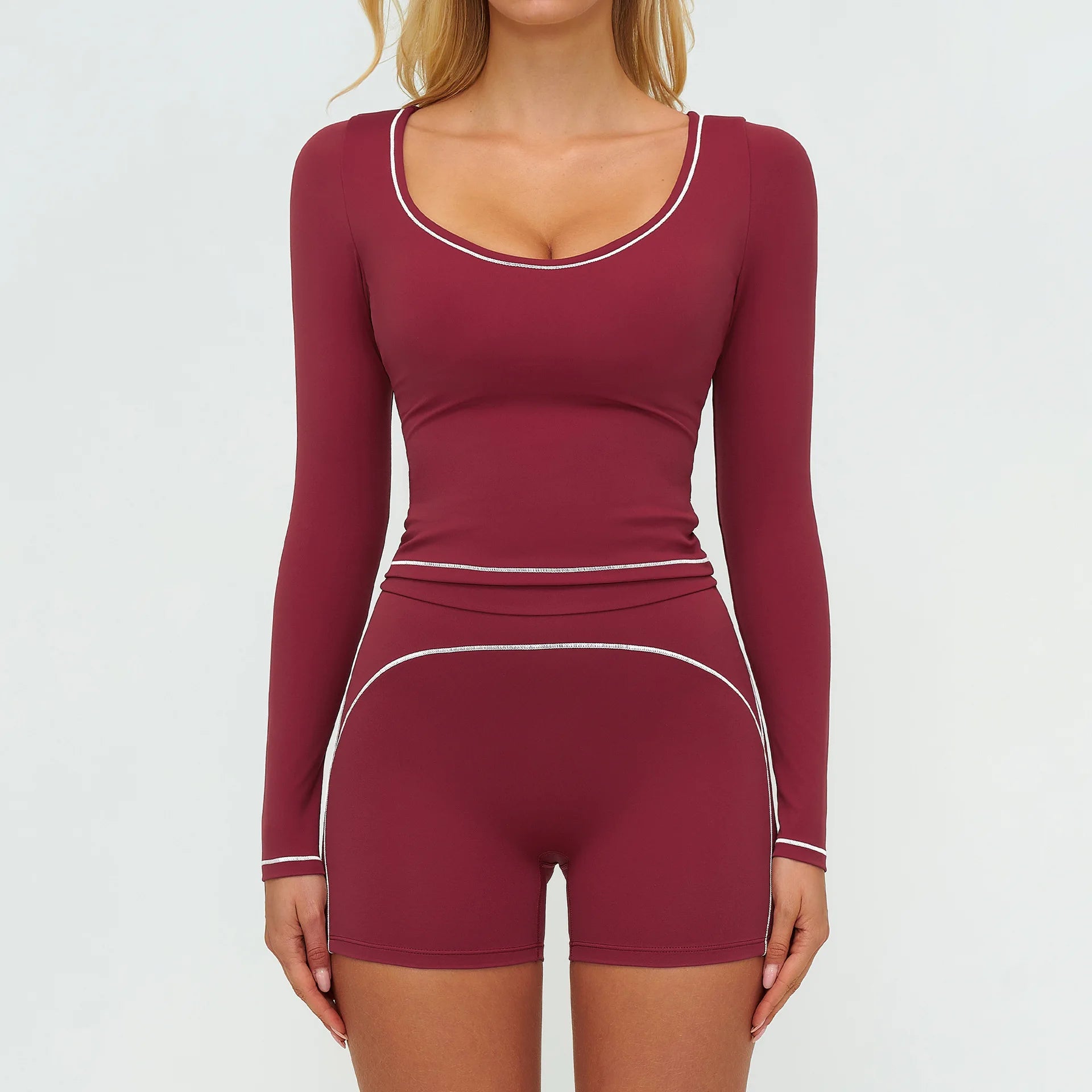 Yoga Set Women Tracksuit 2PCS Sportswear Workout Clothes Athletic Wear Gym Leggings Fitness Outfits Top Long Sleeve Sports Suits