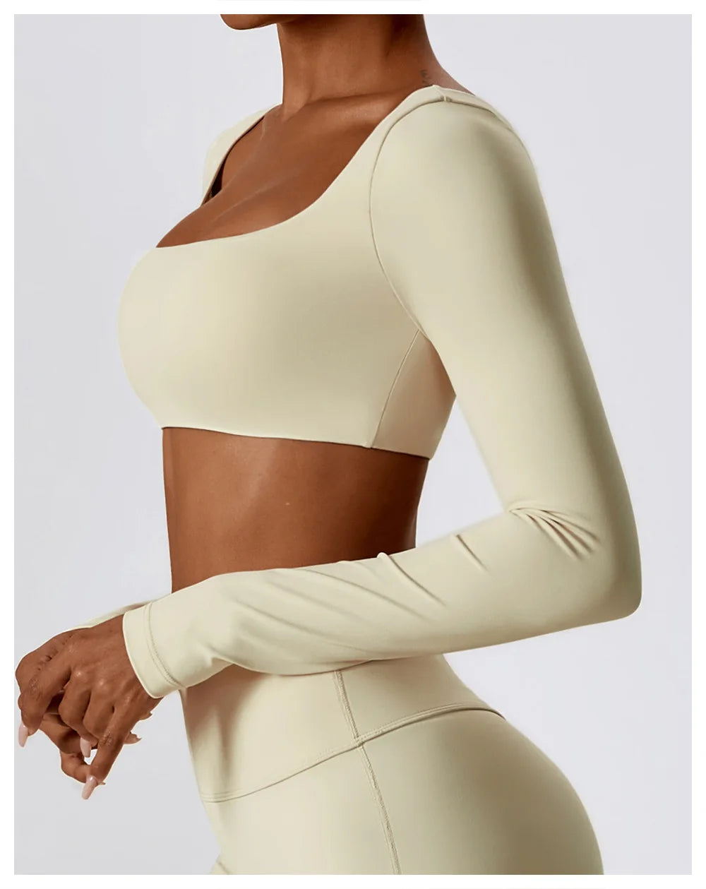 Women Yoga T-shirts Crop Tops Solid Sports Top Long Sleeve Running Shirts Sexy Exposed Navel Quick Dry Fitness Gym Sport Wear