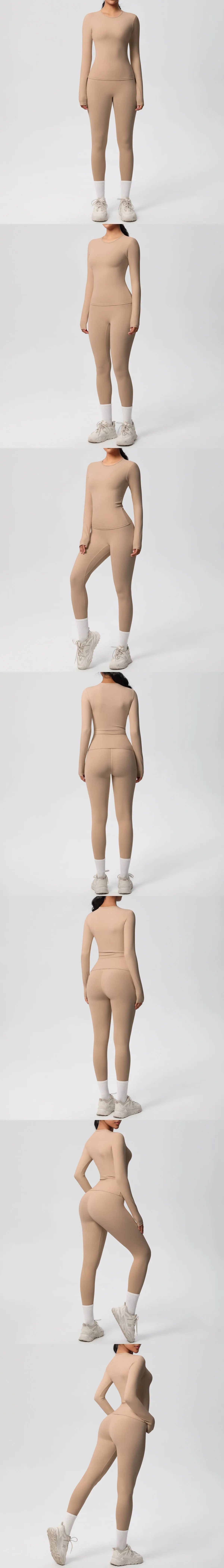 2PCS Yoga Suit Sports Set Women Sportswear Gym Set Women Tracksuit Running Workout Long Sleeve Sports Shirt Yoga Clothing