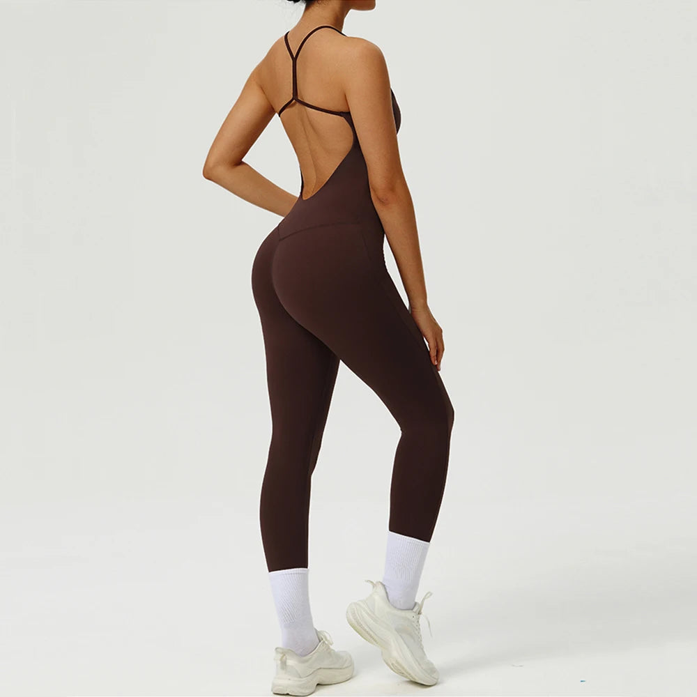Yoga Overalls Women Tracksuit Yoga Set Jumpsuits Ribbed One Piece Fitness Rompers Sleeveless Sportswear Gym Set Workout Clothes