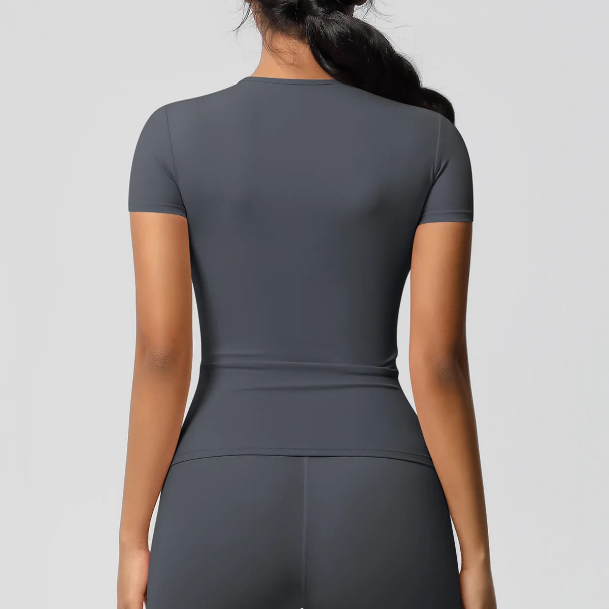New Women Running Sports T Shirt Summer Short Sleeve Round Neck Breathable Stretchy Gym Yoga Slim Fitness Active Top Tee