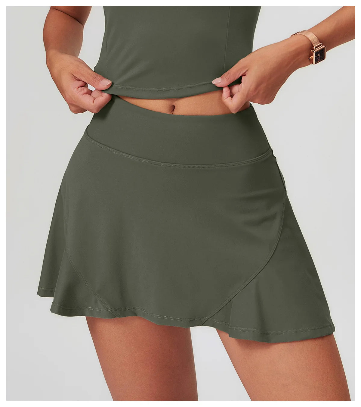 High Waist Sports Skirt Women Culottes Yoga Fitness Tennis Lining Anti Light Running Quick Drying Skirt Suitable Running Yoga