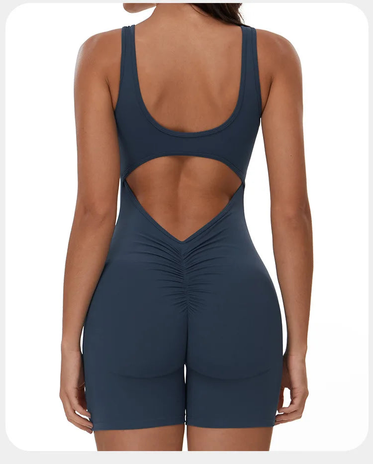Yoga Jumpsuits Women Tracksuit Set Fitness Rompers Sexy One Piece Sports Bra Workout Bodysuit Sexy Back V Sportswear Gym Clothes