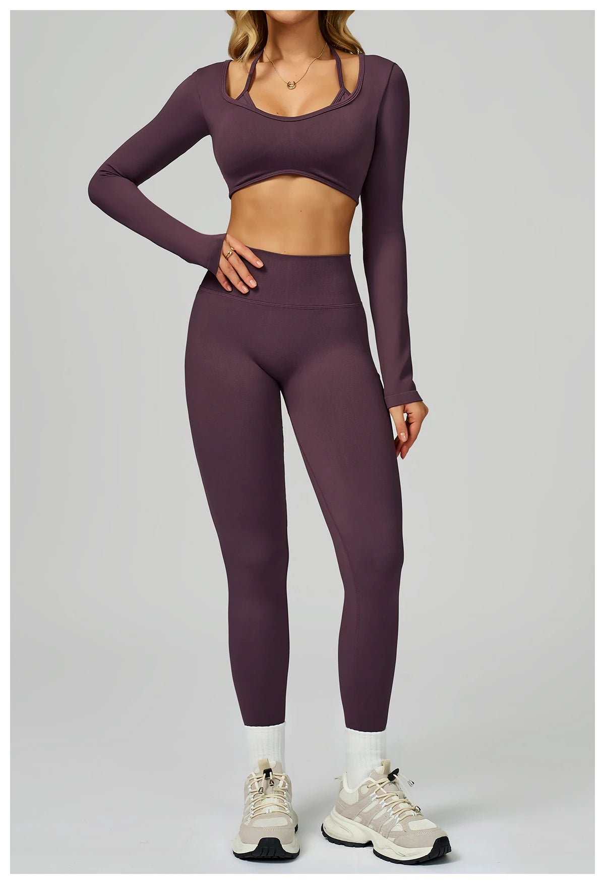 Seamless Yoga Long Sleeved Quick Dry T-Shirt Women Gym Top Women Fitness Sports Crop Top Ribbed Female Long Sleeve Yoga Clothing