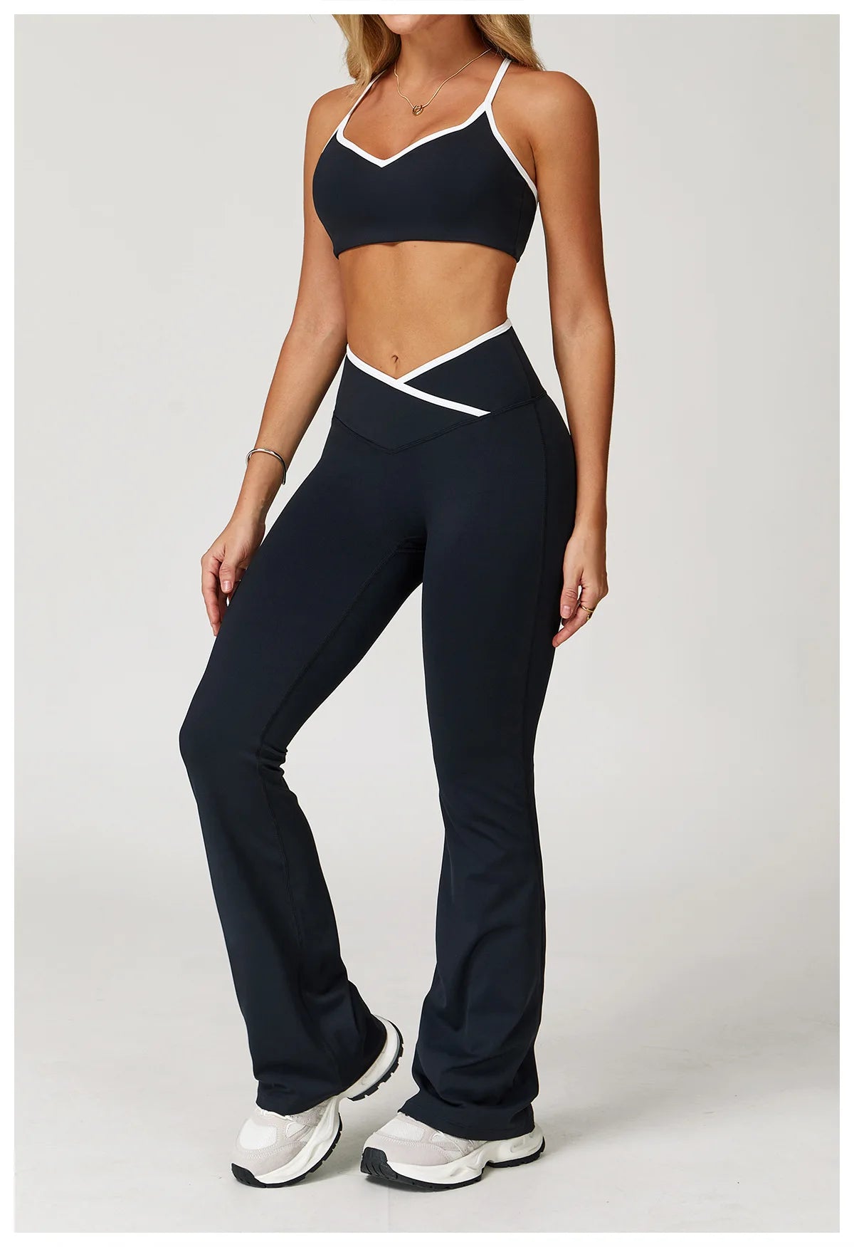 Women's Clothes Yoga Set 2 Pieces Workout Tracksuit Sportswear Gym Clothing High Waist Bell-bottoms Sexy Fitness Bta Sports Suit