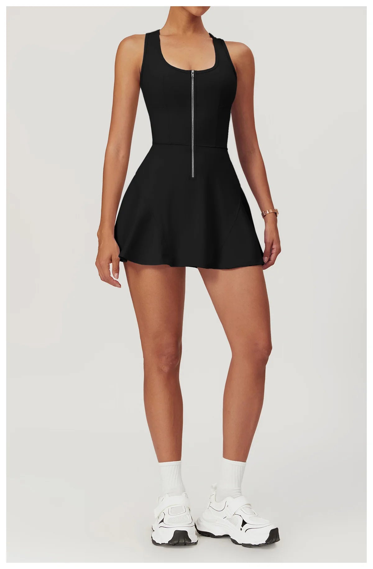 Zipper Sleeveless Yoga Bodysuit Women's Jumpsuits Skirt Yoga Set Gym Clothes Push-up Workout Tracksuit Dance Fitness Bodysuit