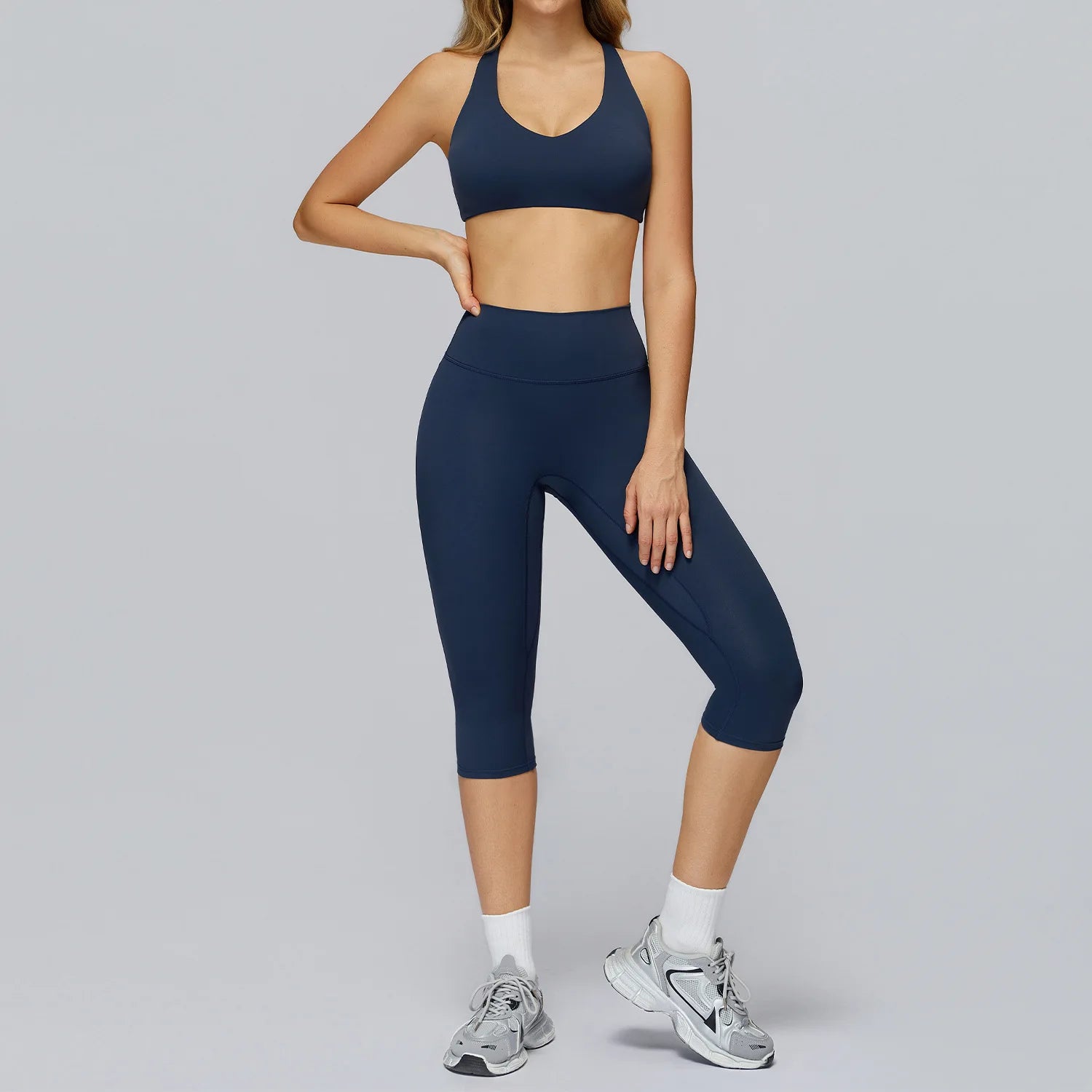 Yoga Set 2PCS Women Sportswear Workout Clothes Seamless Athletic Wear Gym Legging Fitness Bra Crop Top Long Sleeve Sports Suits