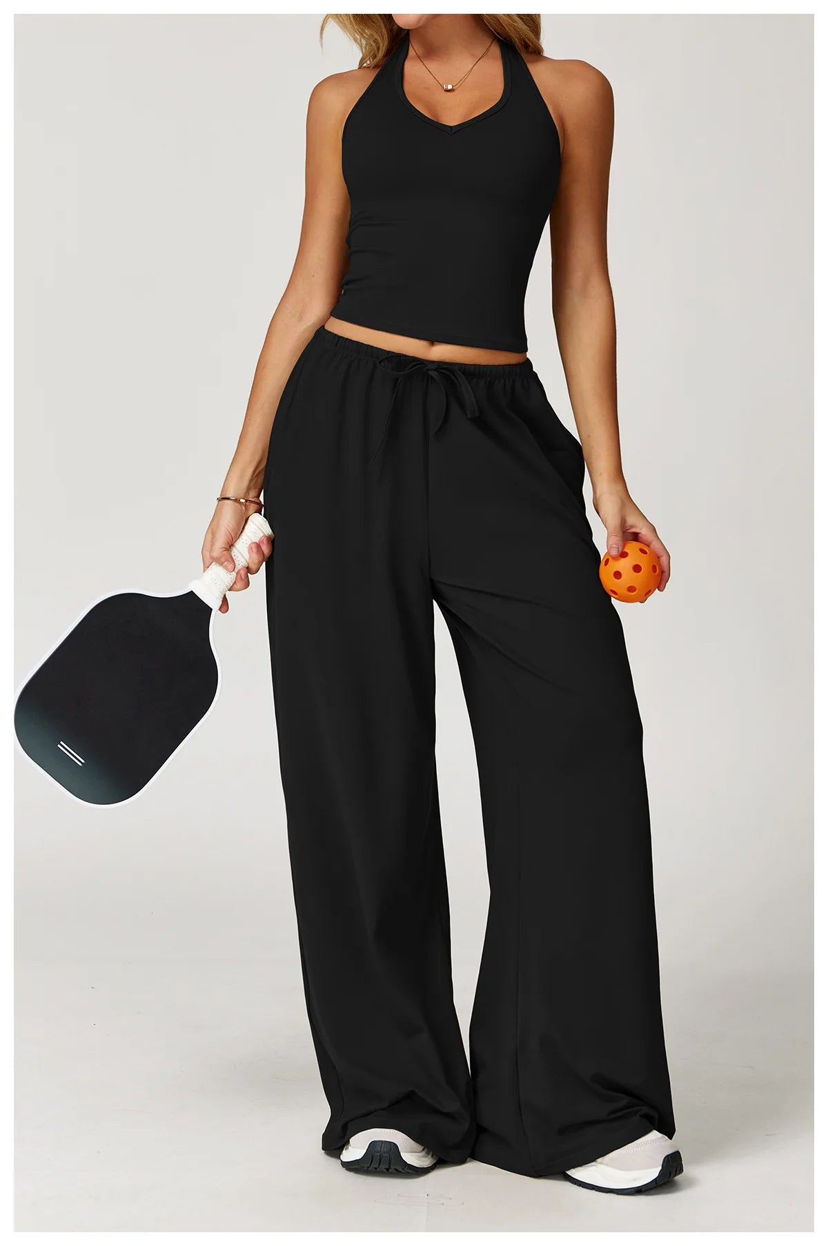 High Waist Yoga Pants Women's Hanging Wide Leg Loose Casual Pants Women's Sports Pants Fitness Running Elastic Drawstring Pants