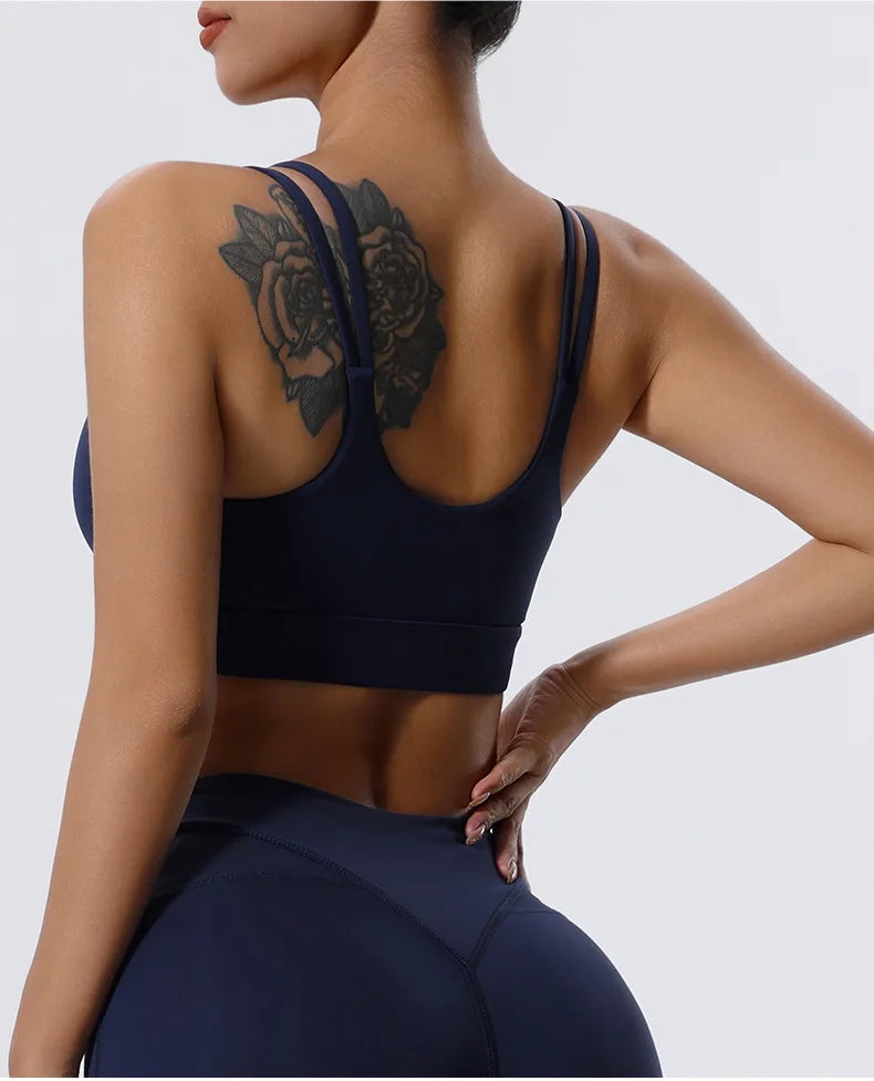 High Support Sports Bra Sexy Criss Cross Straps Back High Support Impact Yoga Underwear Running Fitness Gym Padded Bralette