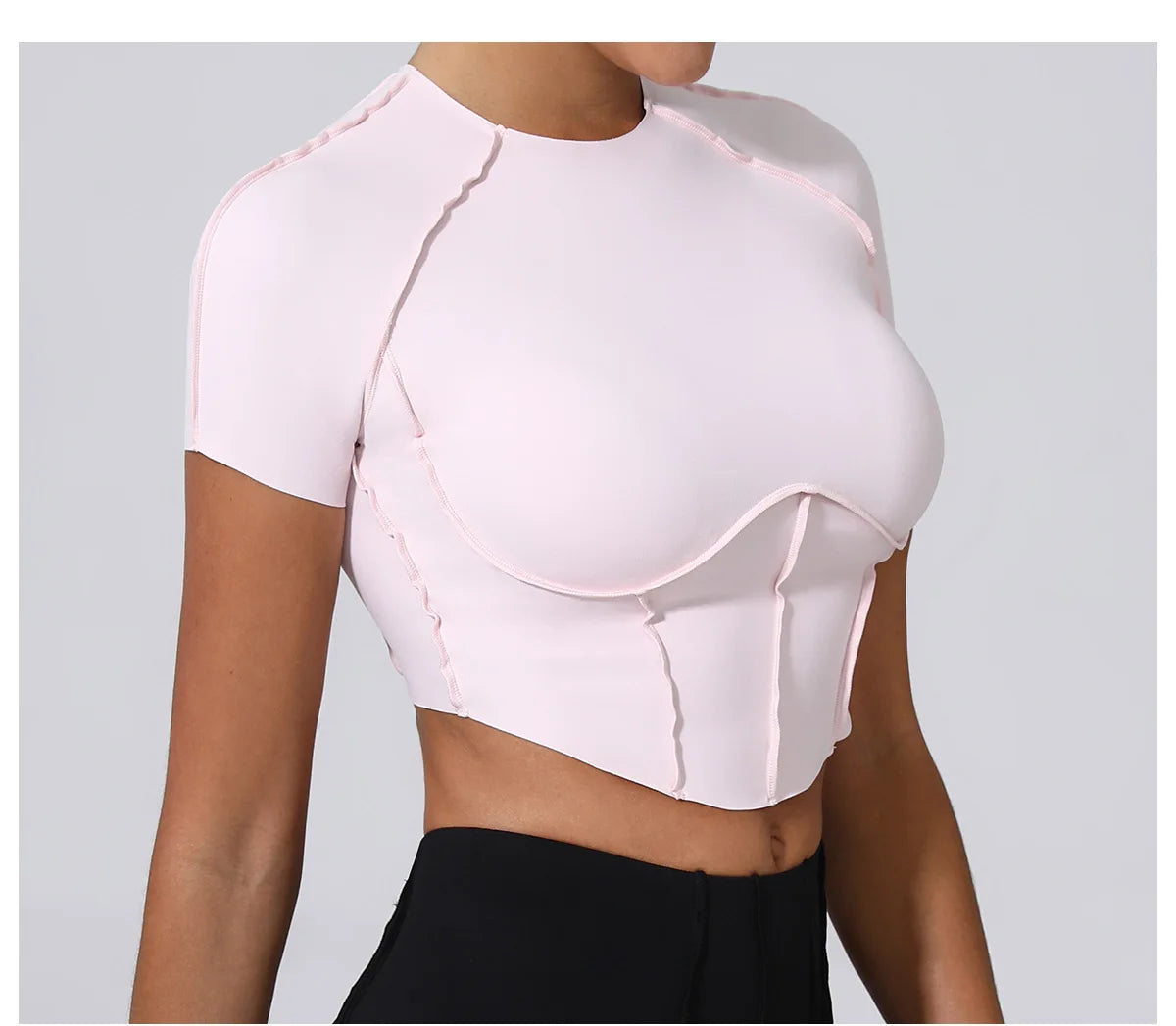 Women Yoga Top Line Sport T Shirts Fitness Clothes Short Sleeve Push Up Yoga Shirt Gym Top Running Active Wear Workout Sport Top