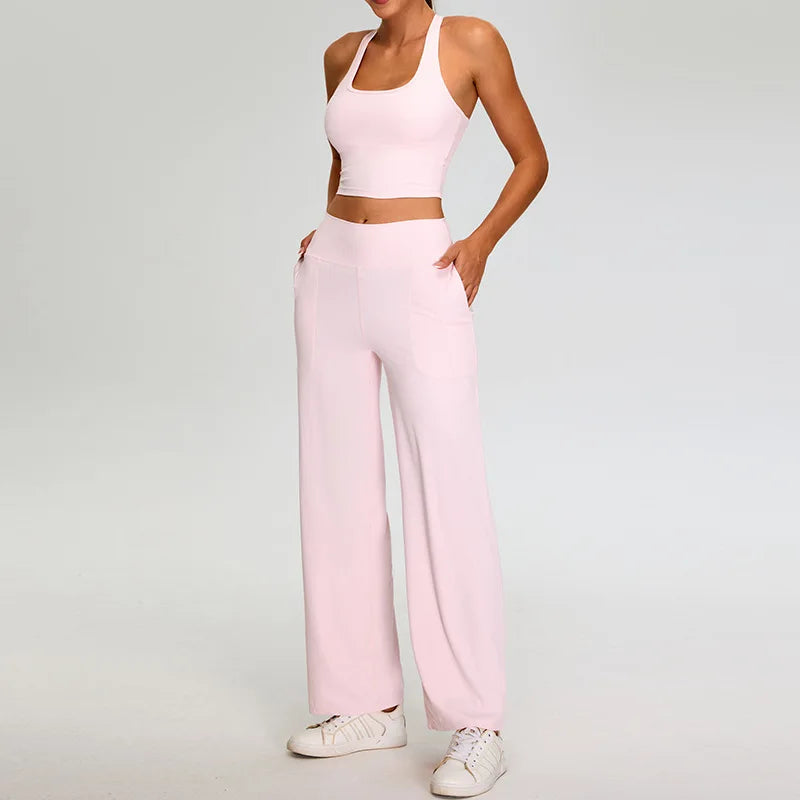 Ribbed Yoga Set Women's Tracksuits Sportswear 2PCS Running and Fitness Set Gym Workout Clothes High Waist Yoga Pants Sports Bra