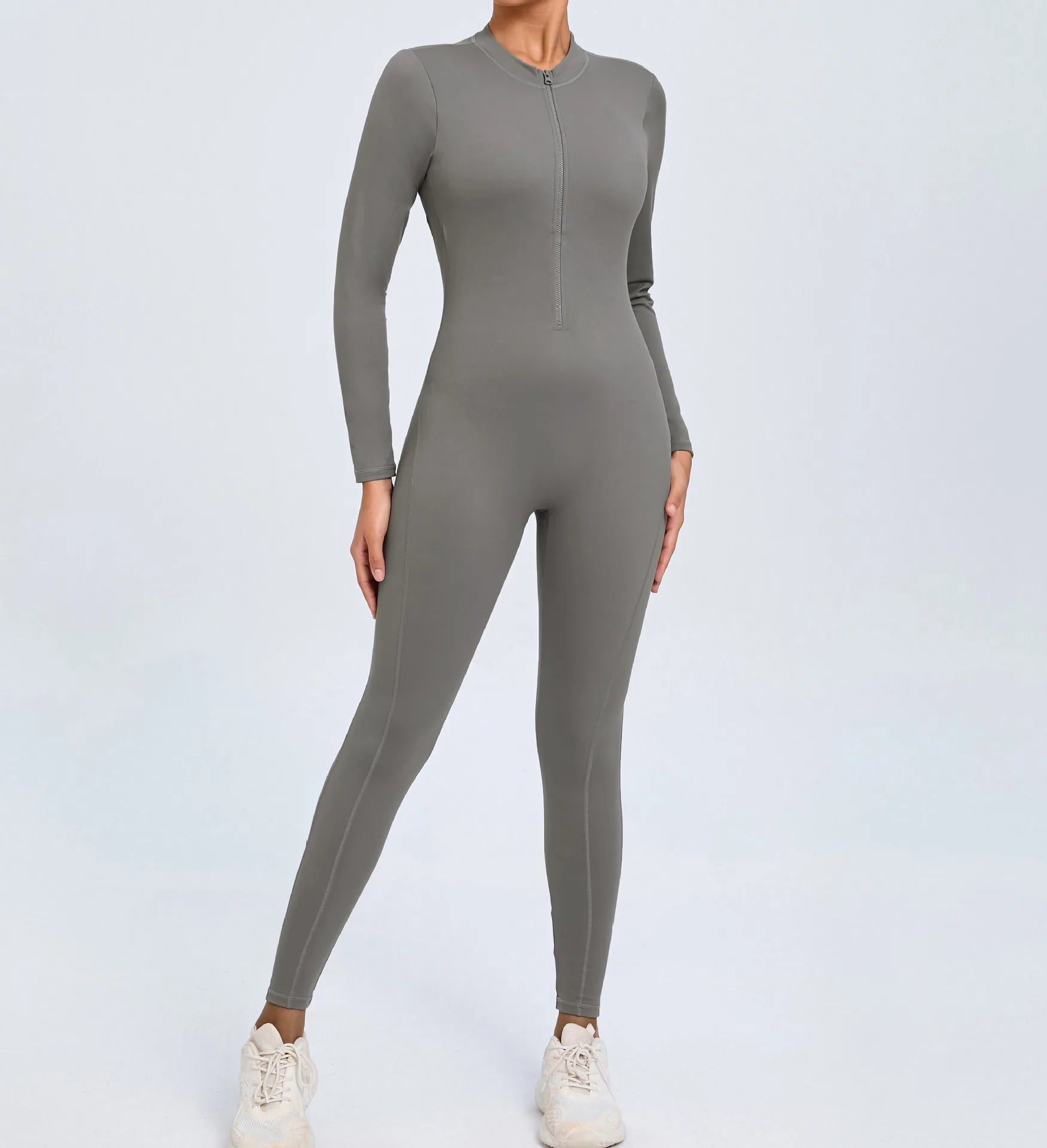 Backless Rompers Yoga Long Sleeved Women's Sportswear Gym Zipper Jumpsuits Workout Bodysuit Fitness One-piece Skin-tight Garment