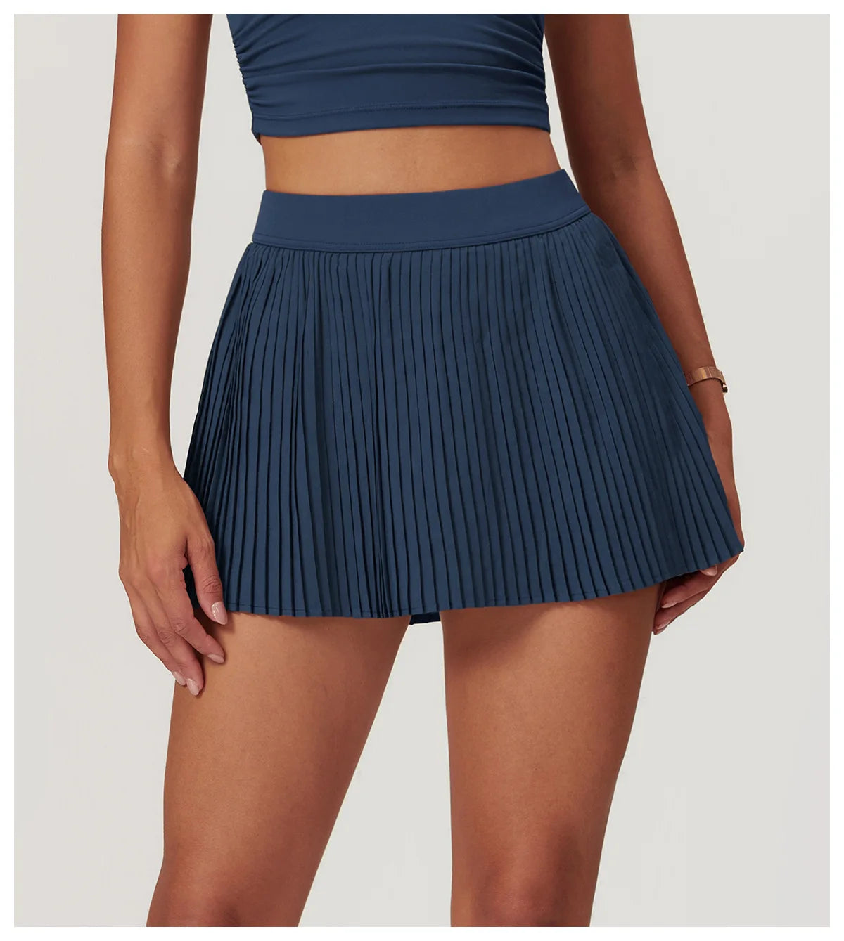 Women Pleated Sports Tennis Skirts Women High Waist Yoga Fitness Short Skirt With Pockets Gym Golf Loose Mini Skirt With Pockets