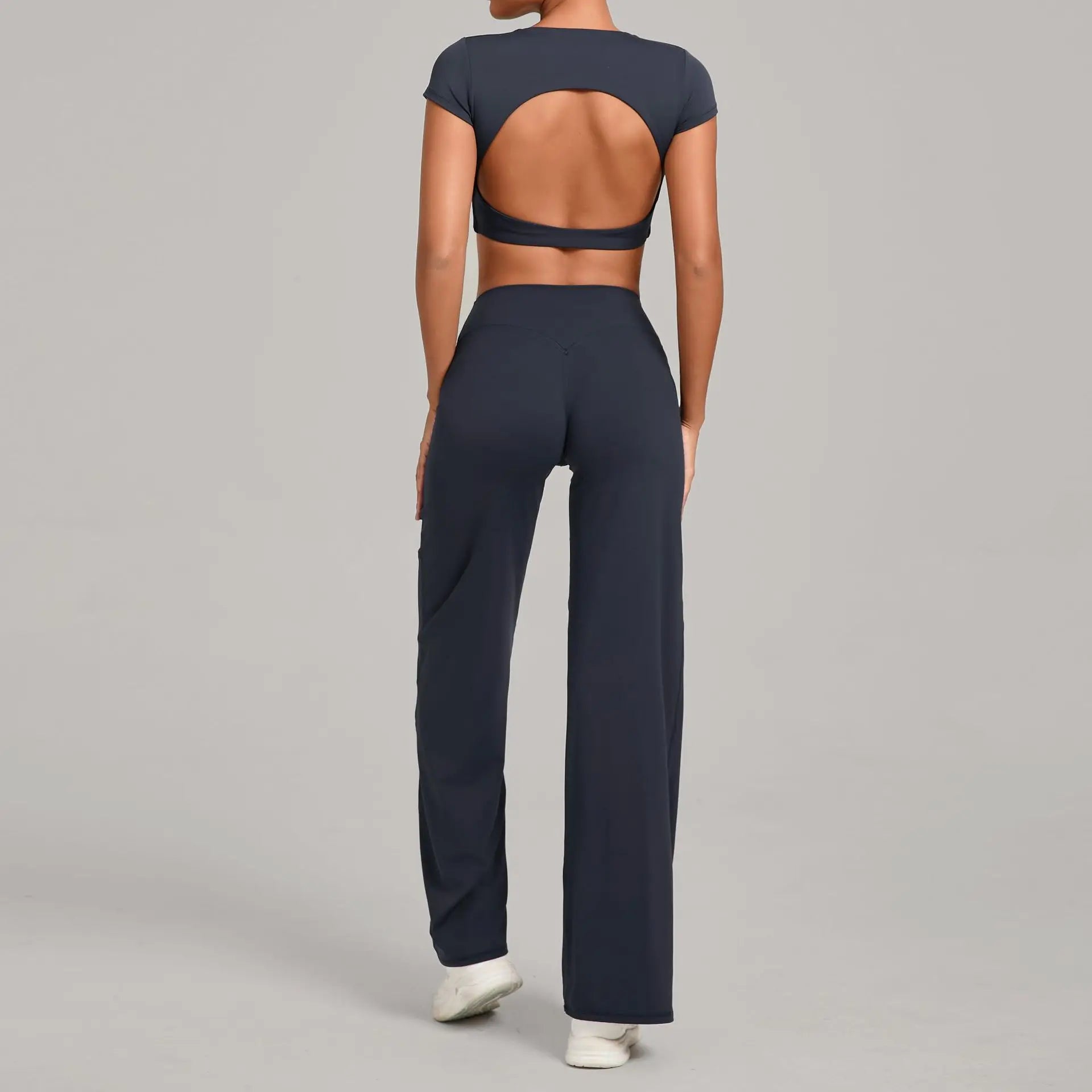 Women Tracksuit Yoga Suit 2PCS Sports Outfits Gym Set Running Workout Clothes Sports Short Sleeves Athletic Wear Yoga Clothing