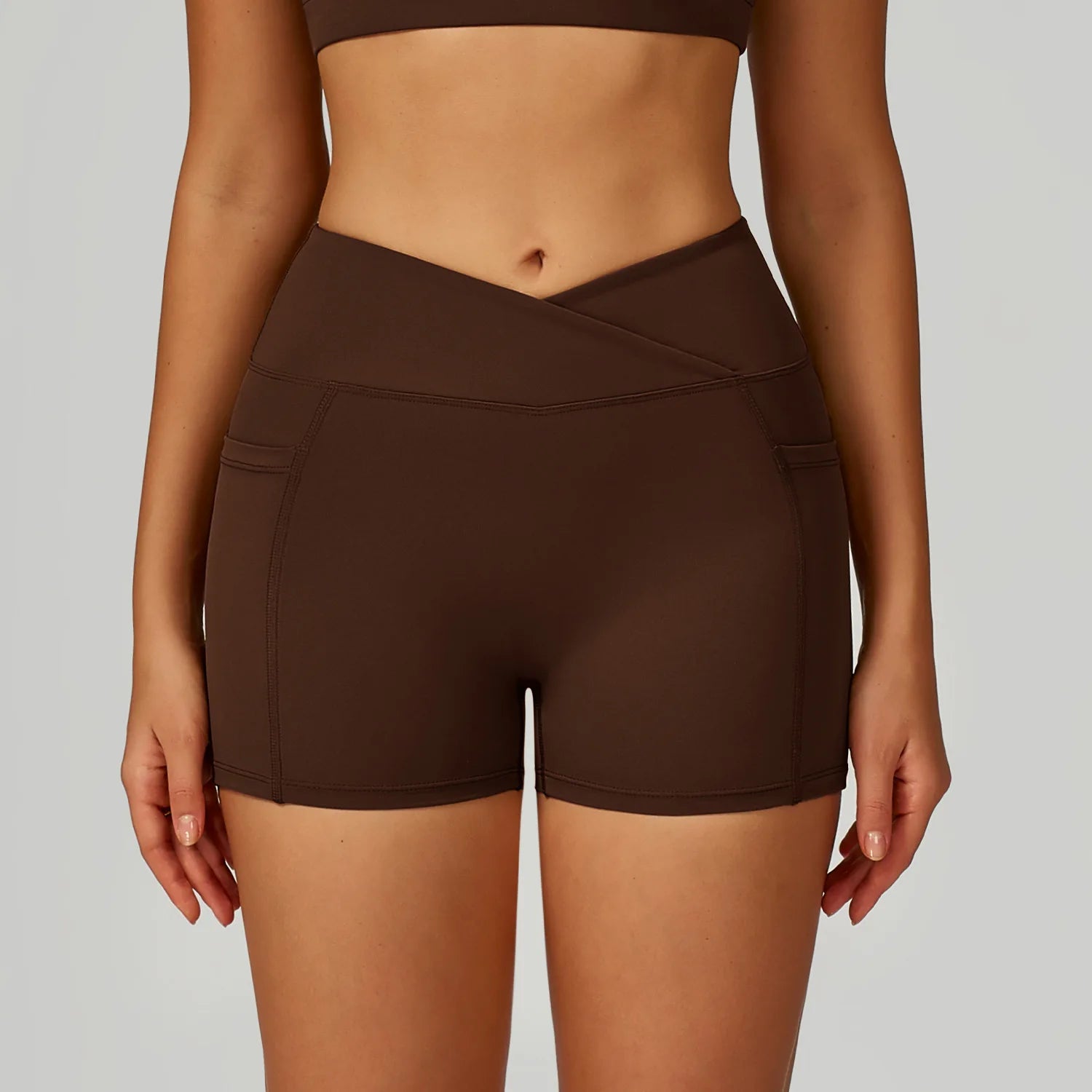 Cross Waist Head Yoga Shorts High Waist Workout Fitness Lift Butt Fitness Tights Gym Running Body Shaper Pants Casual Sportswear