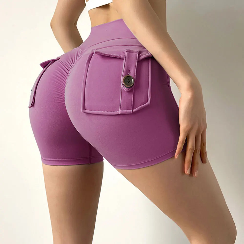 Summer Sports Shorts Pockets Women Gym Leggings Women Scrunch Butt Workout Shorts Cycling Shorts Push Up Yoga Pants Butt Shorts