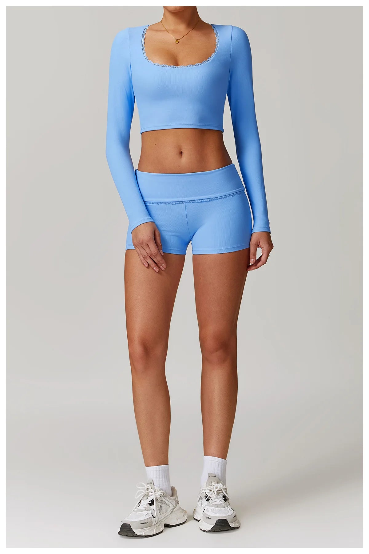 Ribbed Yoga Shirts For Women Long Sleeve Fitness Running Gym Clothes Push Up Workout Dry Fit Breathable High Elastic Sports Top