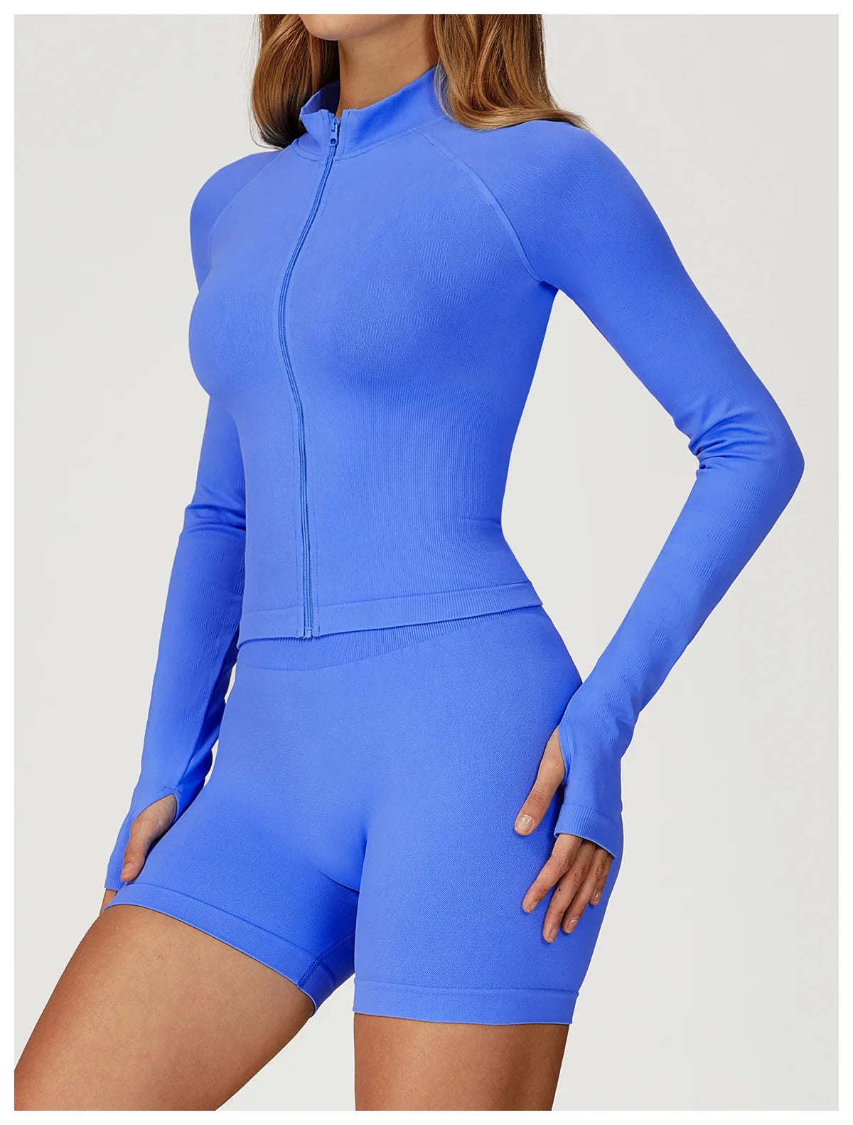 Seamless Zipper Jacket Women Crop Top Yoga T-shirts Solid Sports Top Long Sleeve Running Shirts Quick Dry Fitness Gym Sport Wear