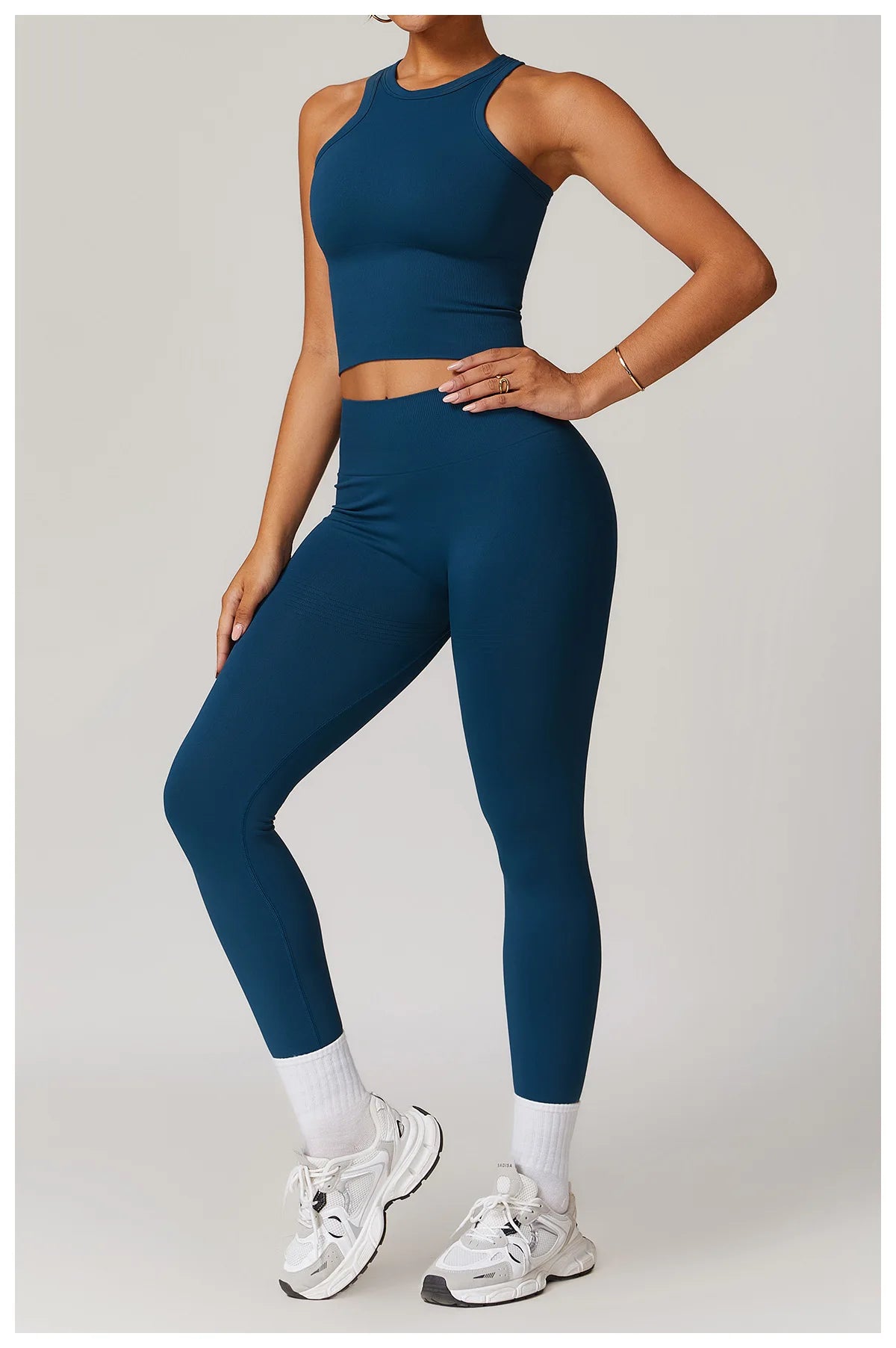 2PCS Seamless Women Tracksuit Yoga Set Workout Outfit Sportswear Gym Clothing Fitness Long Sleeve High Waist Legging Sports Suit