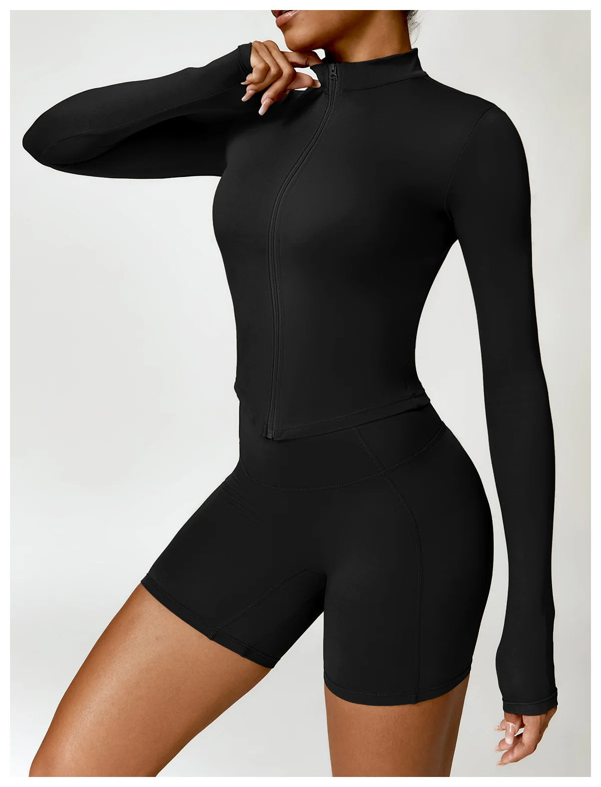 New Running Elasticity Yoga Jacket Zipper Slimming Top Coat Women's Sports Jacket Gym Workout Sports Long Sleeves Women Tights