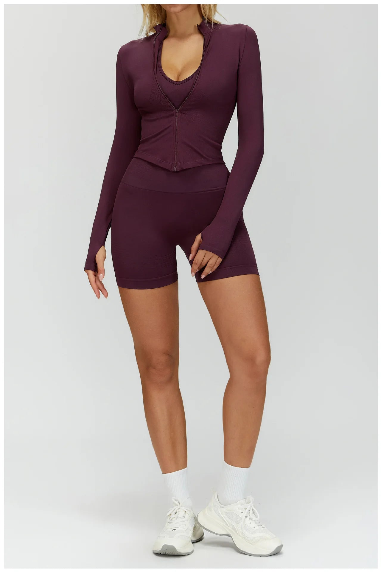 Seamless Yoga Set 3PCS Women Sportswear Workout Clothes Athletic Wear Gym Legging Fitness Bra Crop Top Long Sleeve Sports Suits