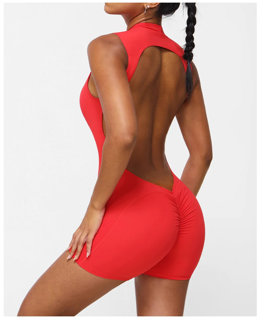 Sexy Back V Jumpsuits Women's Tracksuit Yoga Set One Piece Fitness Workout Rompers Sportswear Gym Set Workout Clothes For Women