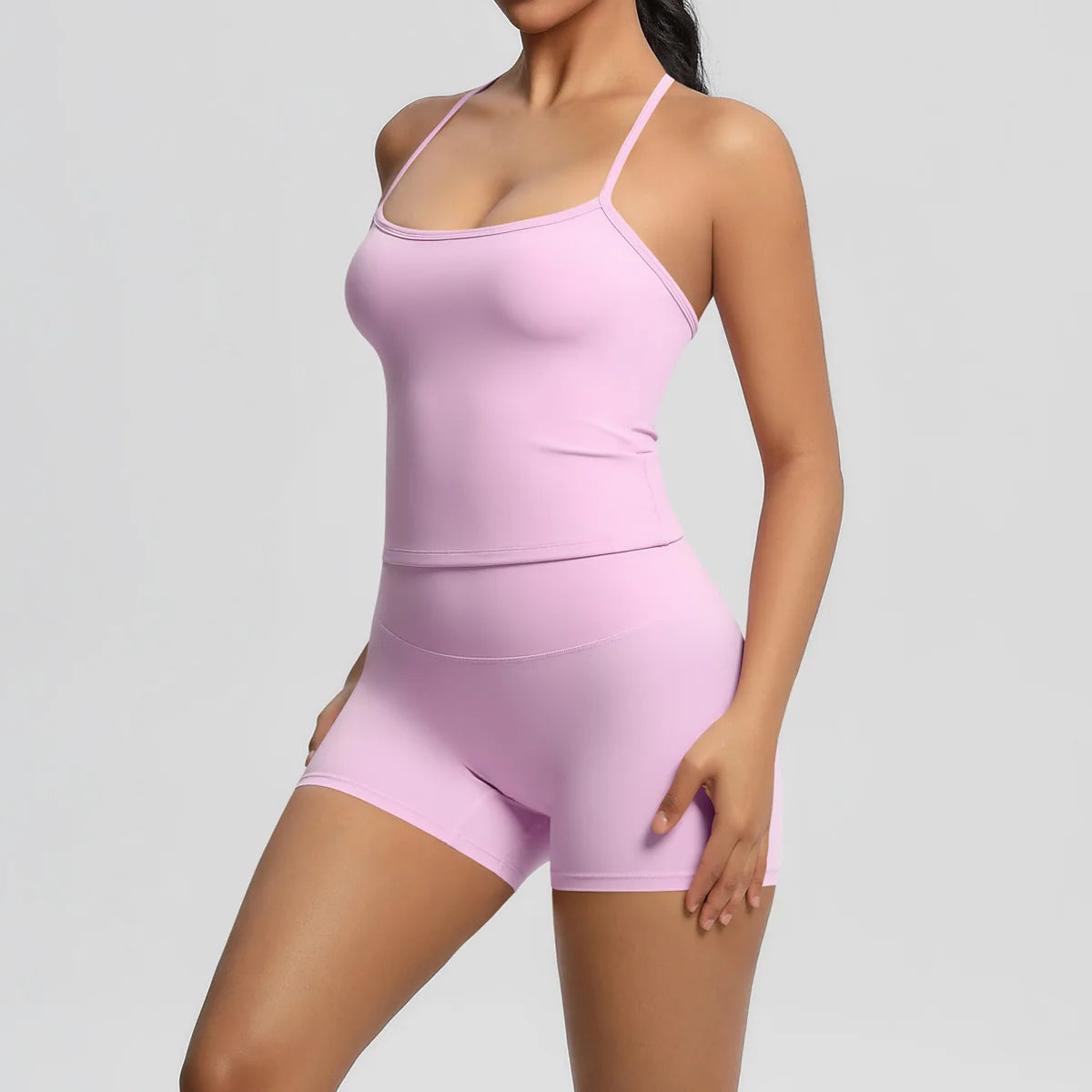 Yoga Sport Set Women Seamless Crop Top Bra Shorts Yoga Set Comfort Elastic Sportsuit Workout Outfit Fitness Gym Clothes