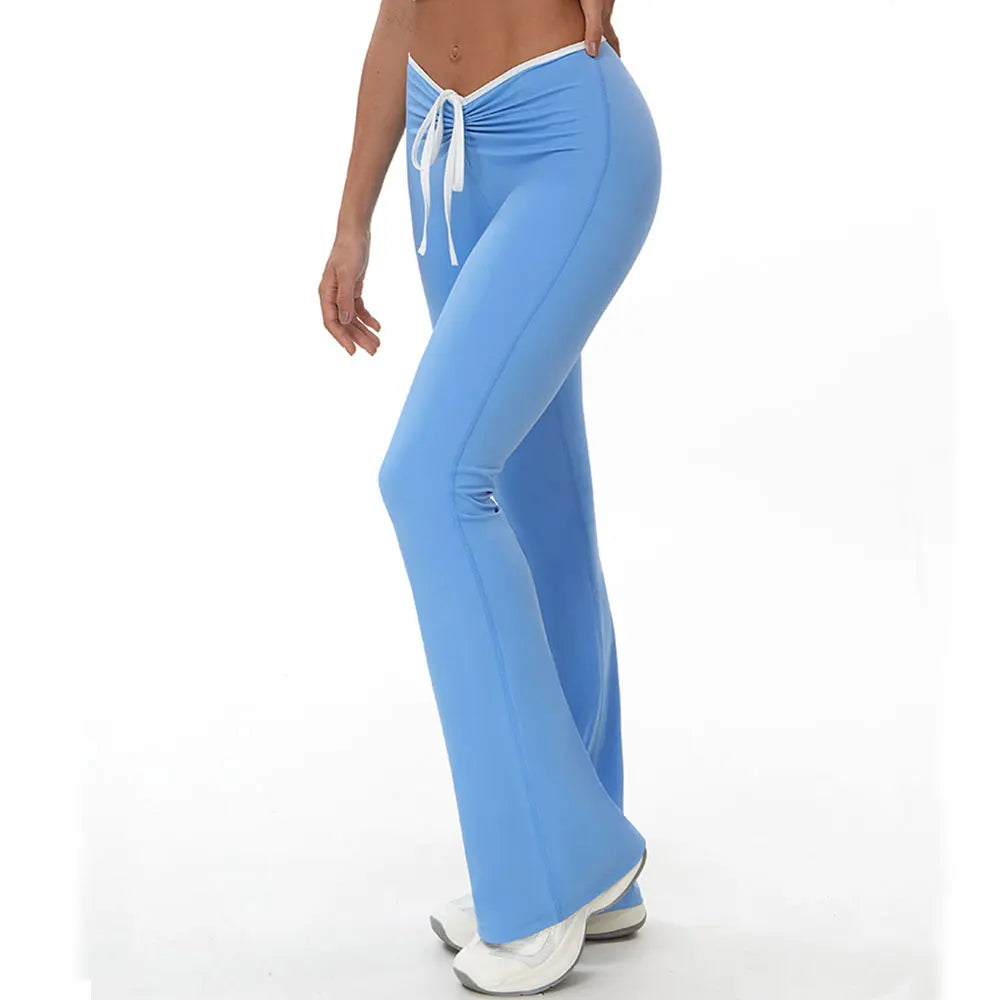 Bell-bottoms Women Yoga Leggings Drawstring Fitness Wide Leg Pants Gym Running Cycling Pants Sports High Waist Workout Leggings
