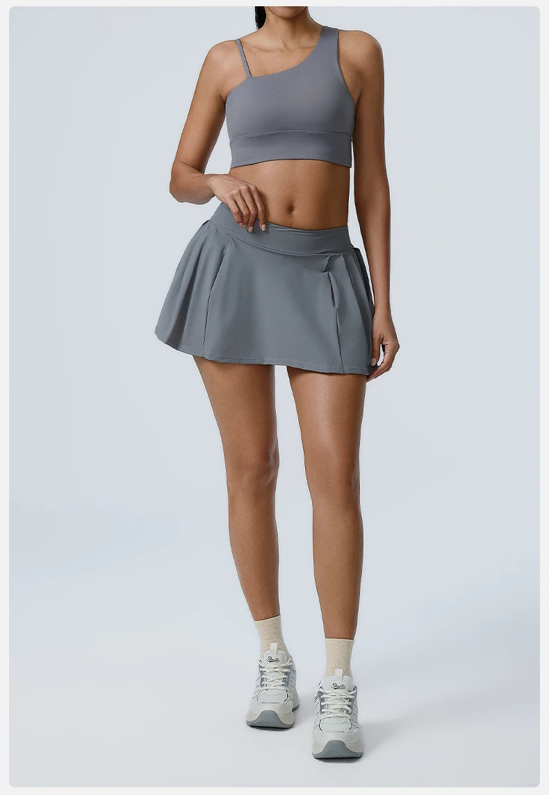 Yoga Set 2PCS Women Sport Suit Gym wear Workout Clothes Sports Crop Top Yoga Short Skirt Fitness Bra Set Breathable Gym Suits