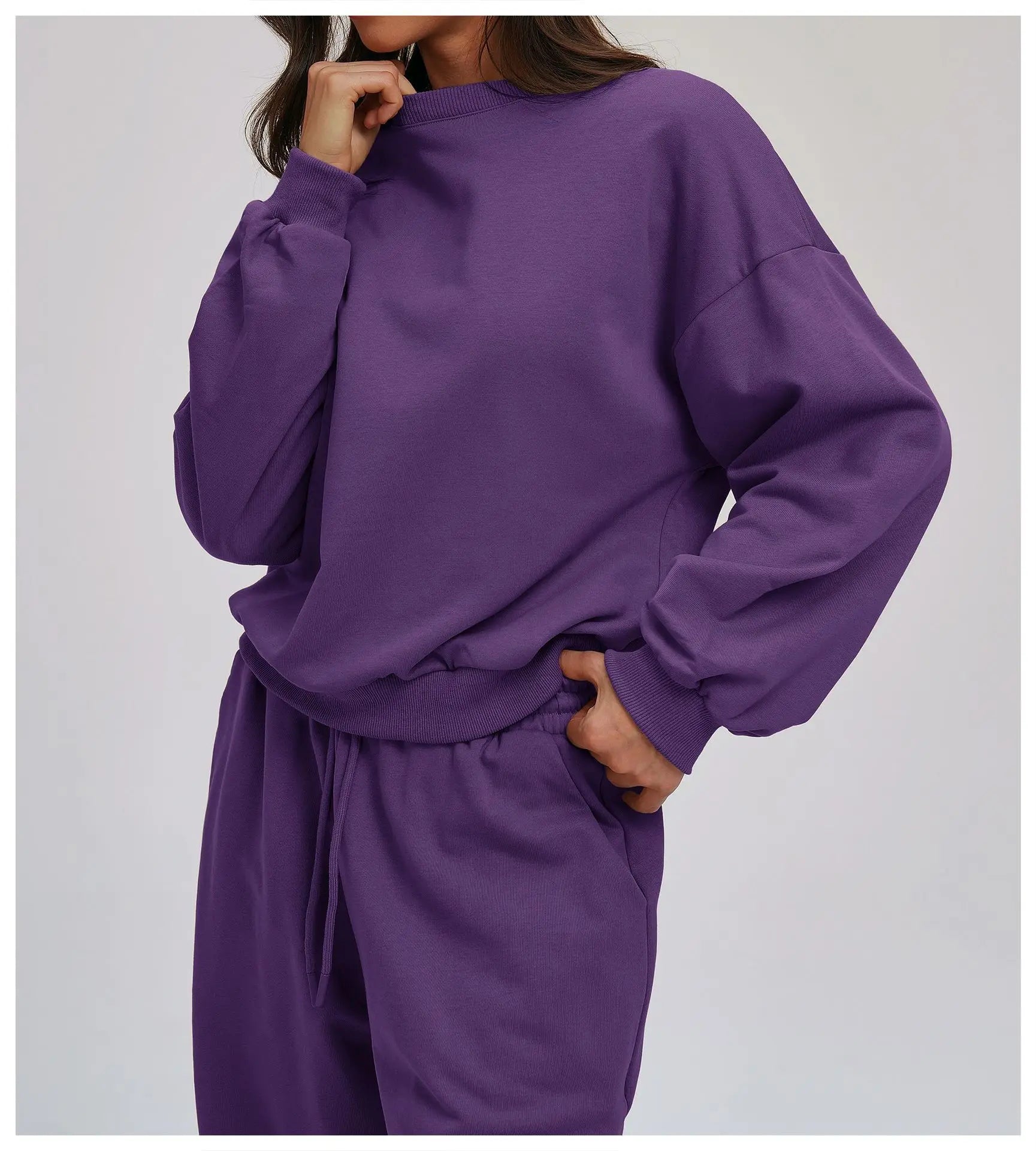 Knitted Round Neck Sports Hoodie for Women Long Sleeves for Outerwear Casual Loose Hoodie Running Top Fitness Sportswear