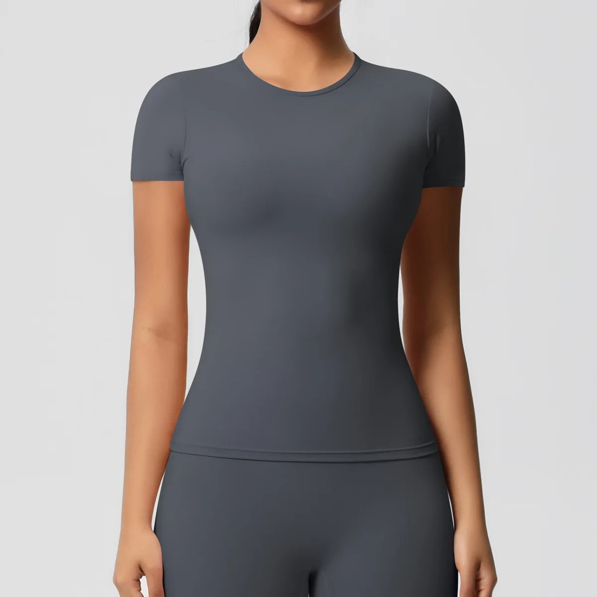 New Women Running Sports T Shirt Summer Short Sleeve Round Neck Breathable Stretchy Gym Yoga Slim Fitness Active Top Tee